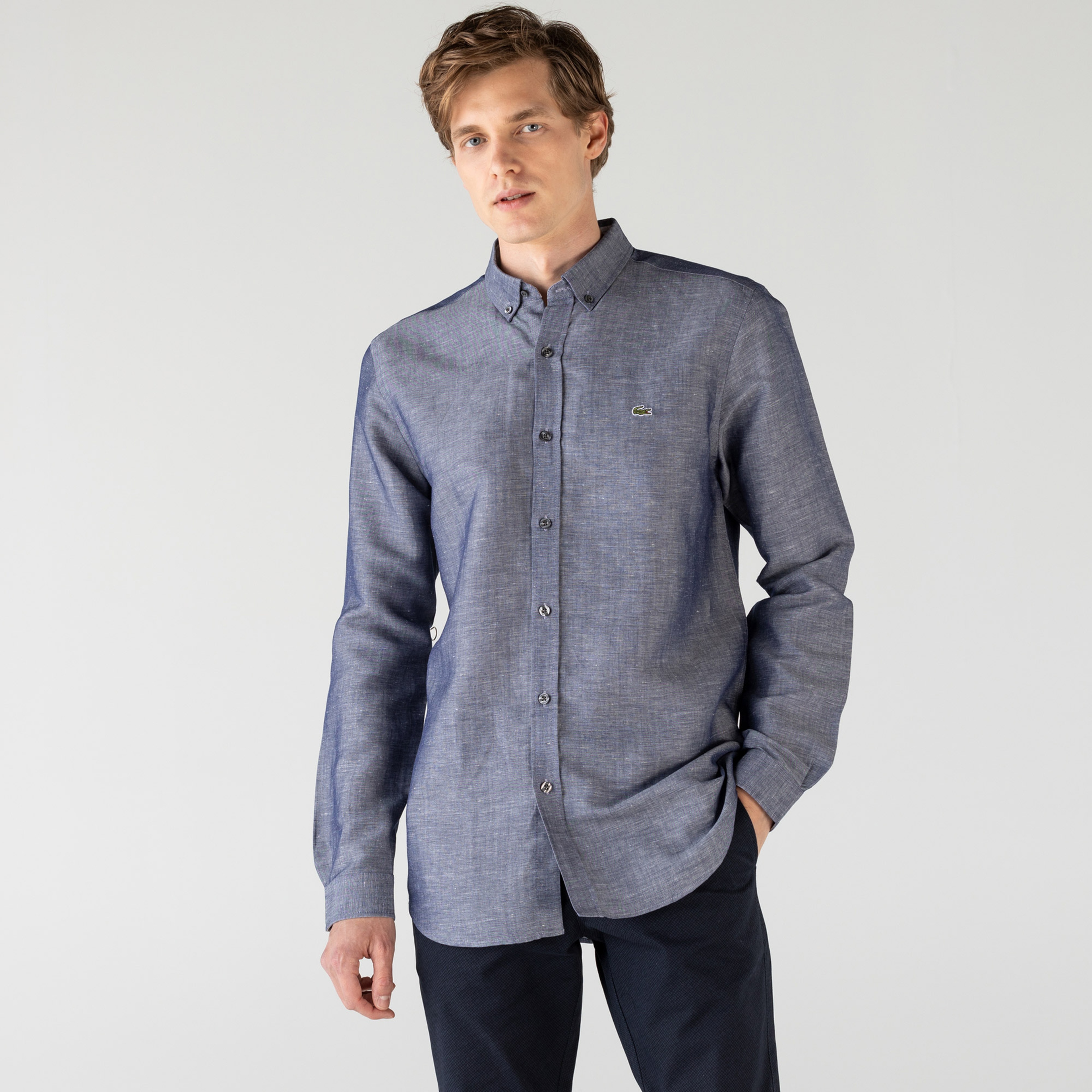 Lacoste Erkek Regular Fit Gri Gömlek