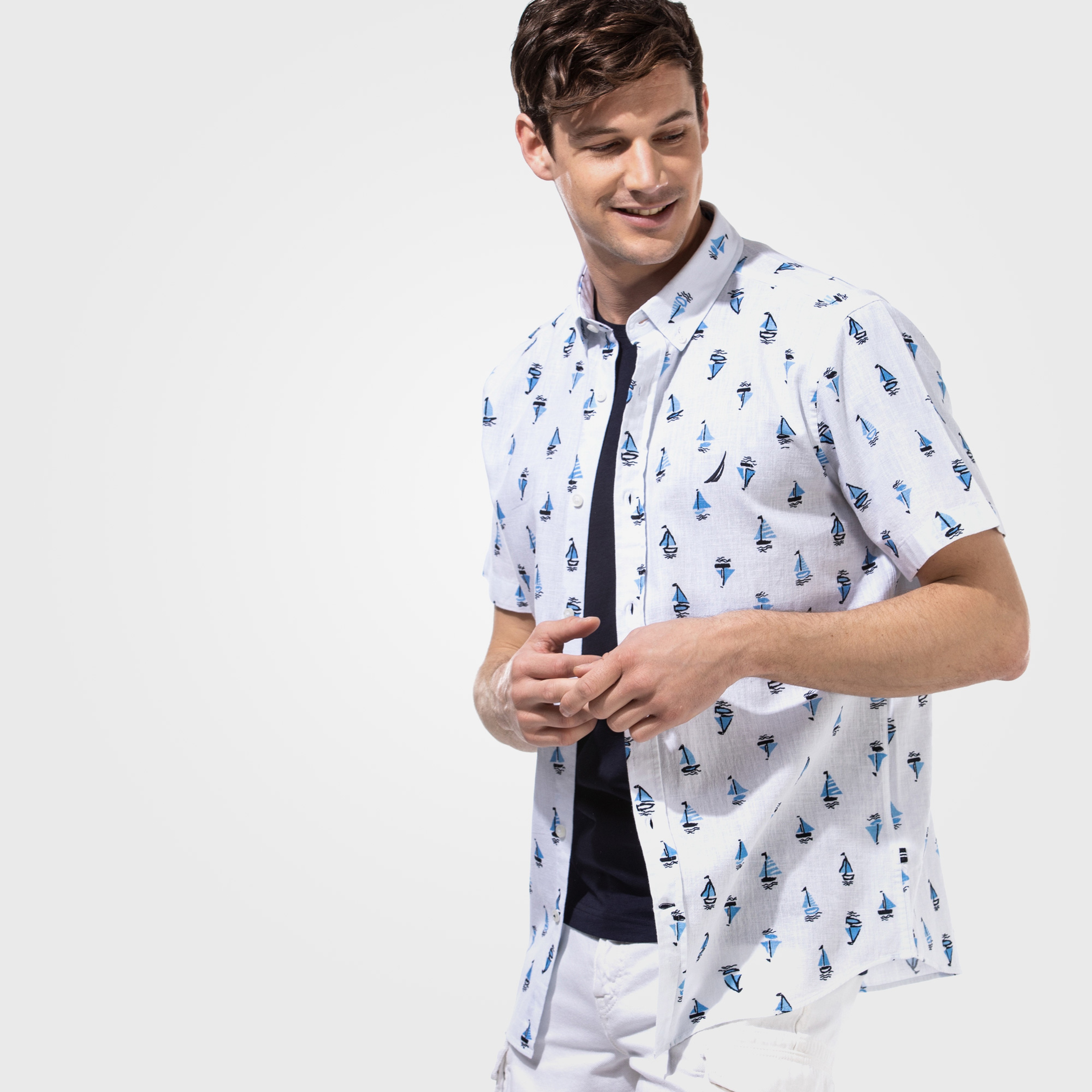 NAUTICA ERKEK BEYAZ SLIM FIT KISA KOLLU GÖMLEK