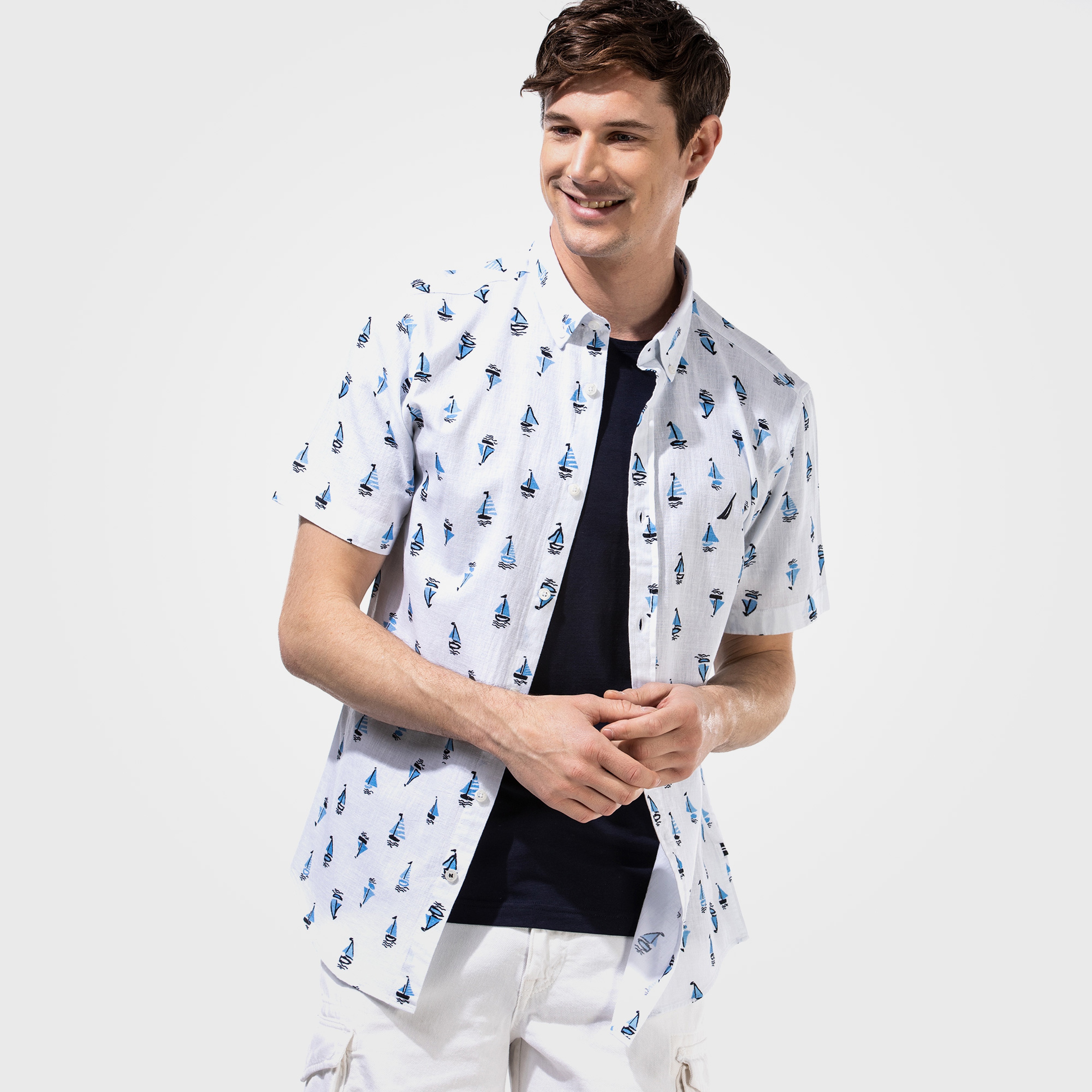 NAUTICA ERKEK BEYAZ SLIM FIT KISA KOLLU GÖMLEK