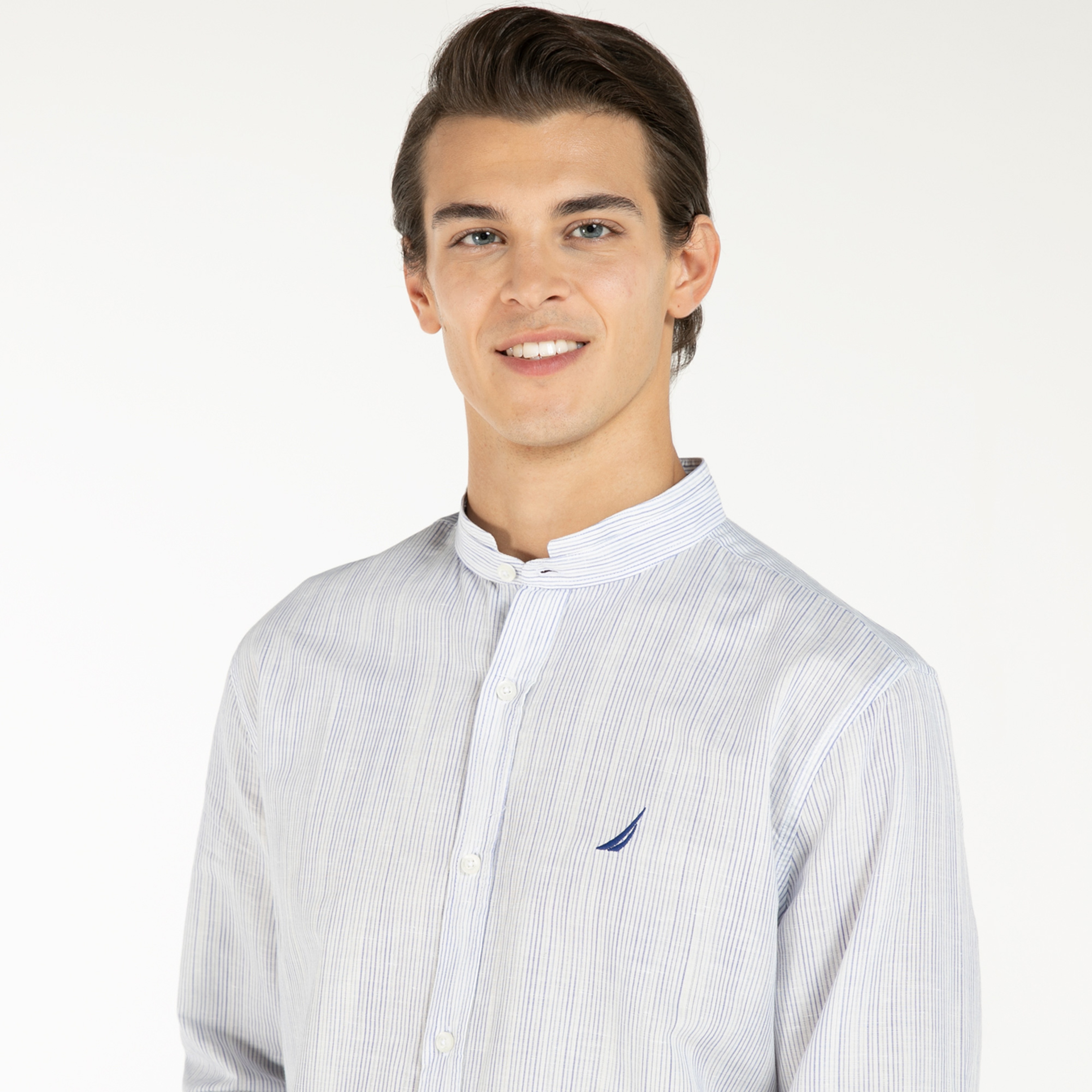 NAUTICA ERKEK BEYAZ CLASSIC FIT ÇİZGİLİ UZUN KOLLU GÖMLEK