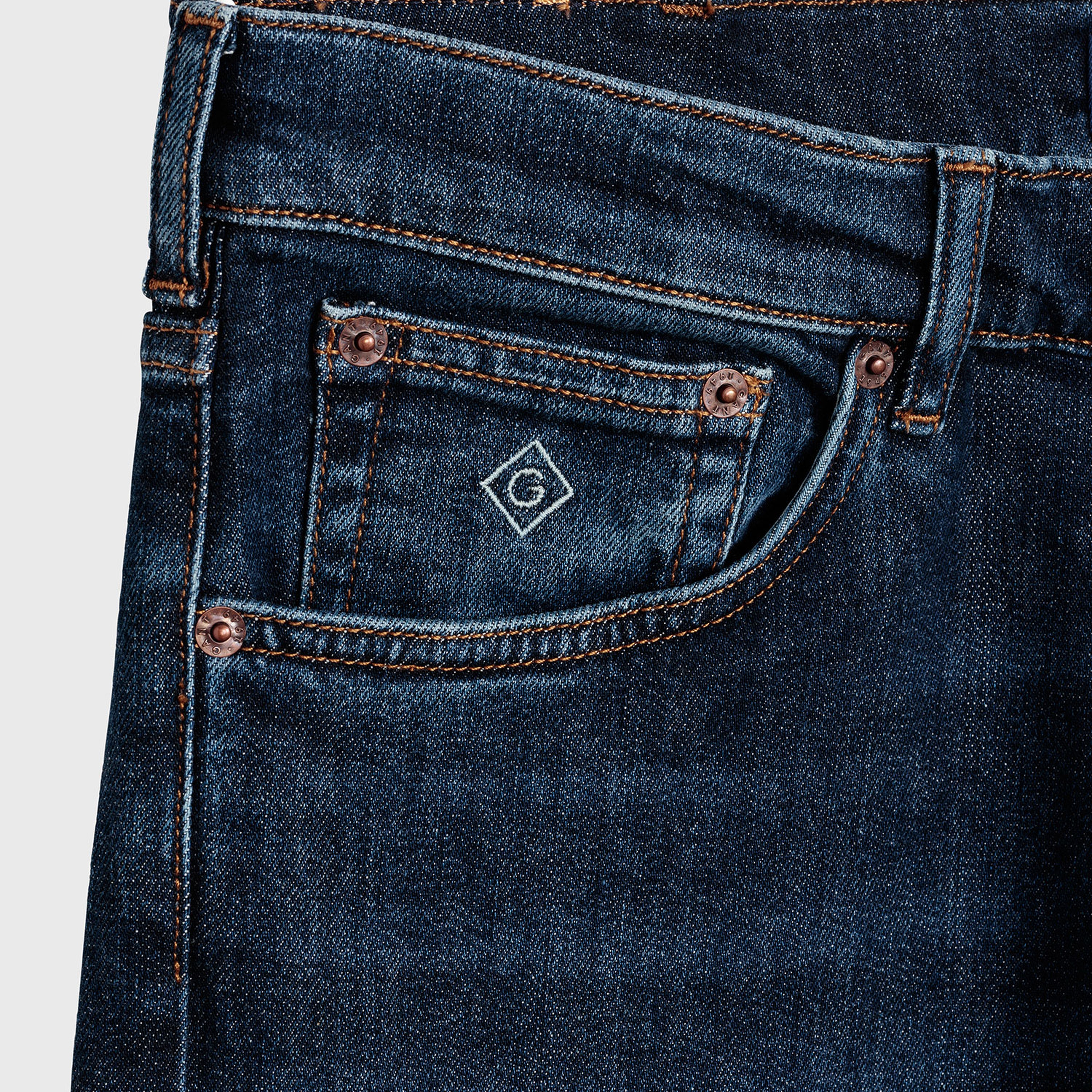 Gant Erkek Lacivert Regular Fit Jean Pantolon