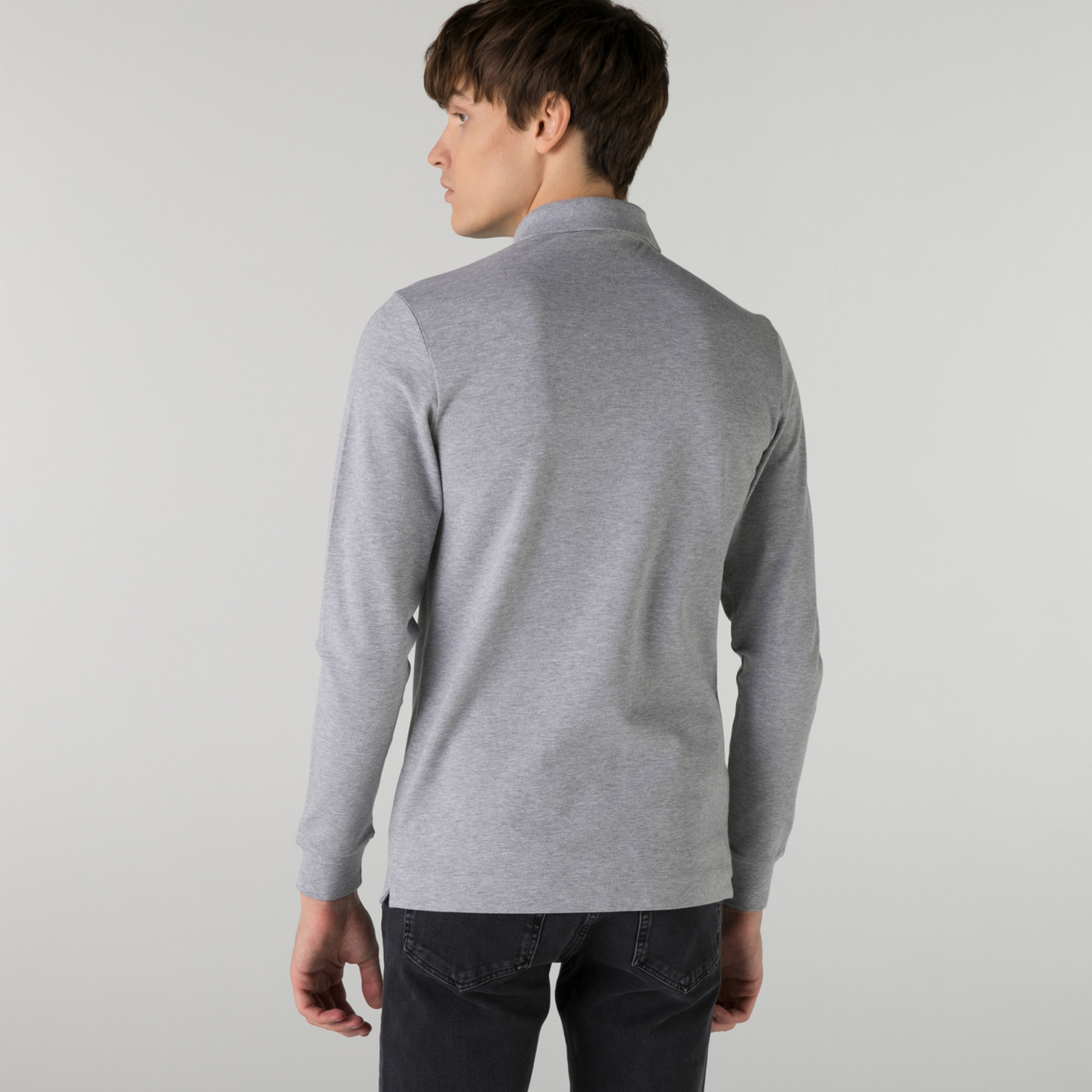 Erkek Regular Fit Uzun Kollu Gri Paris Polo