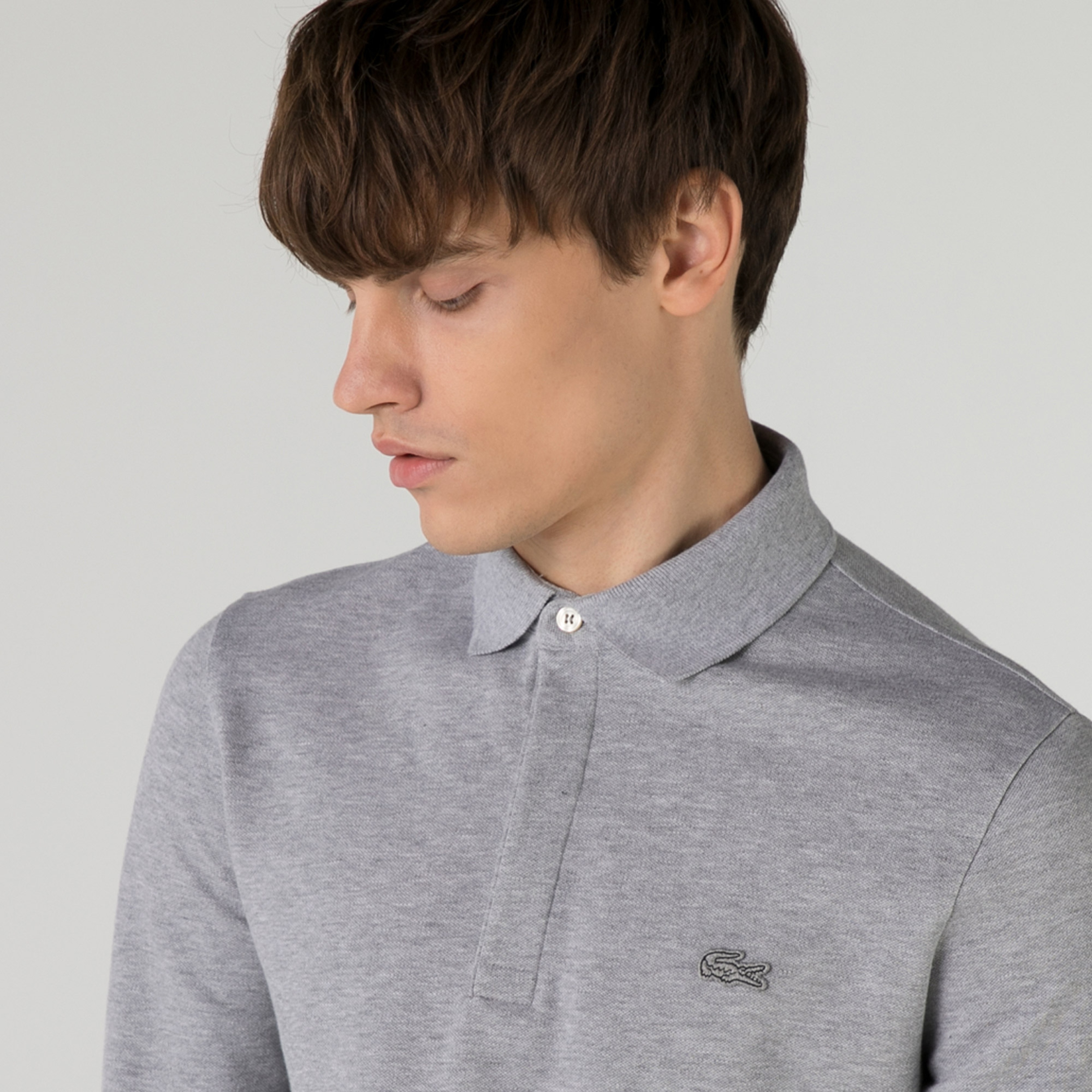 Erkek Regular Fit Uzun Kollu Gri Paris Polo