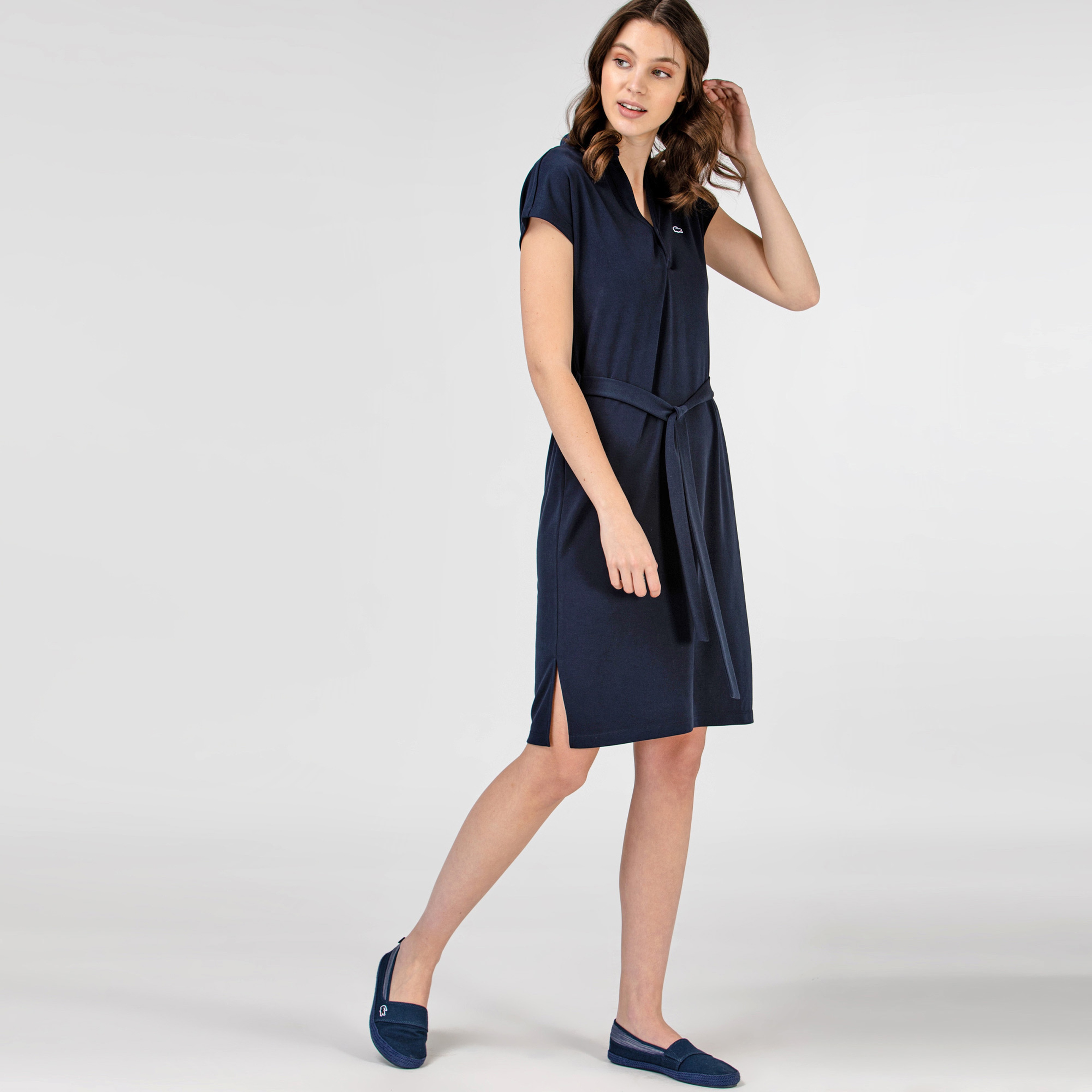 Lacoste Kadın Kısa Kollu Lacivert Elbise