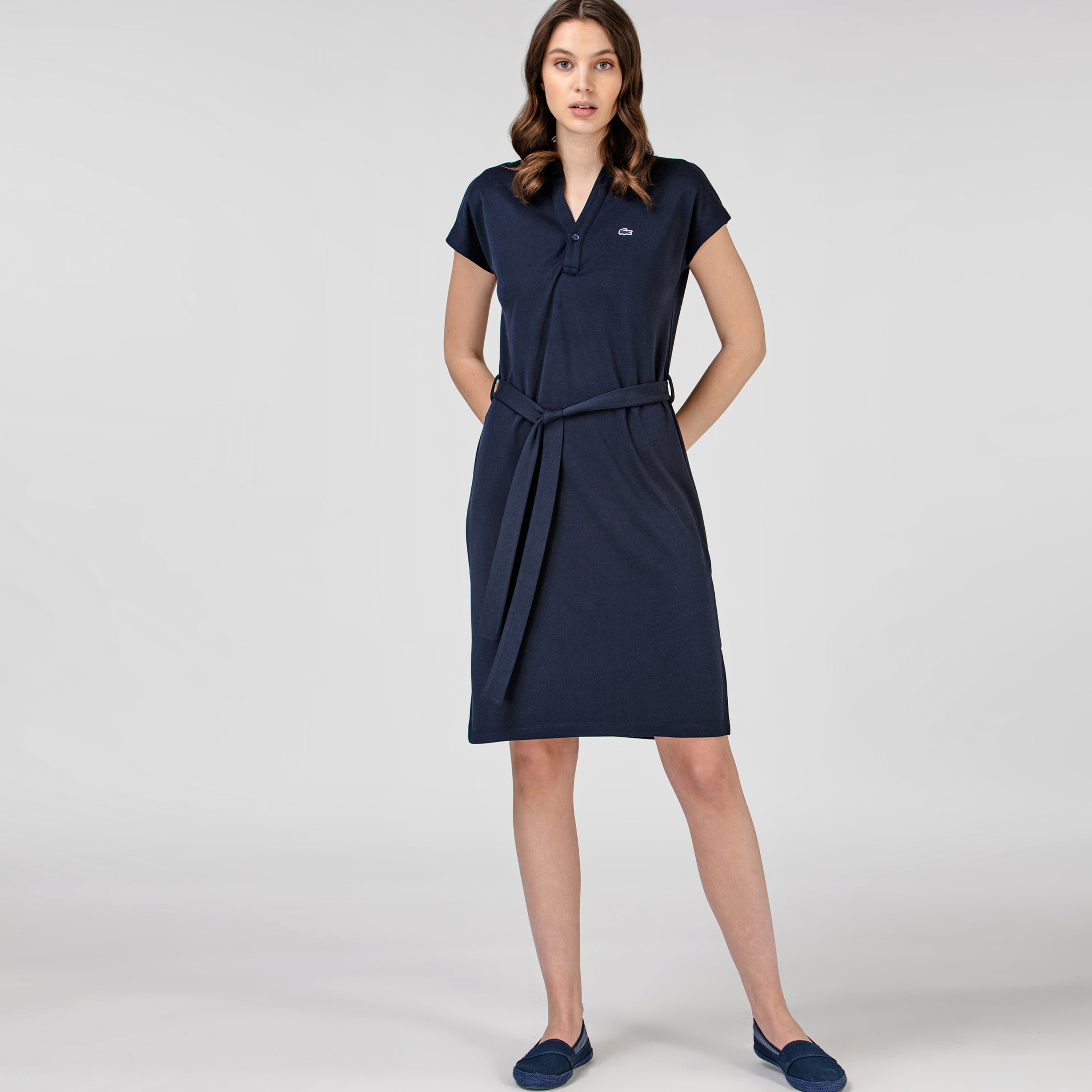 Lacoste Kadın Kısa Kollu Lacivert Elbise