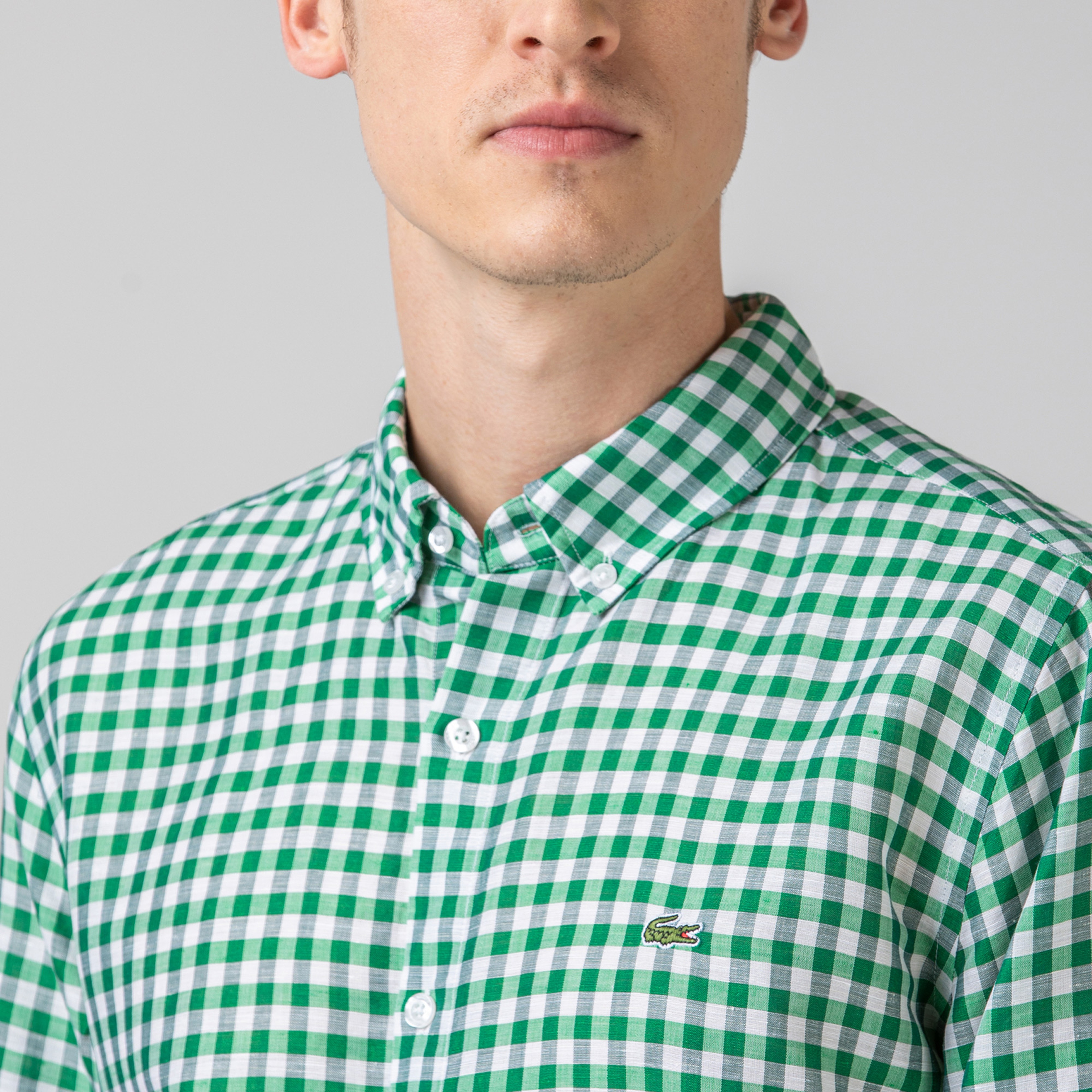 Lacoste Erkek Regular Fit Ekose Desenli Yeşil Gömlek