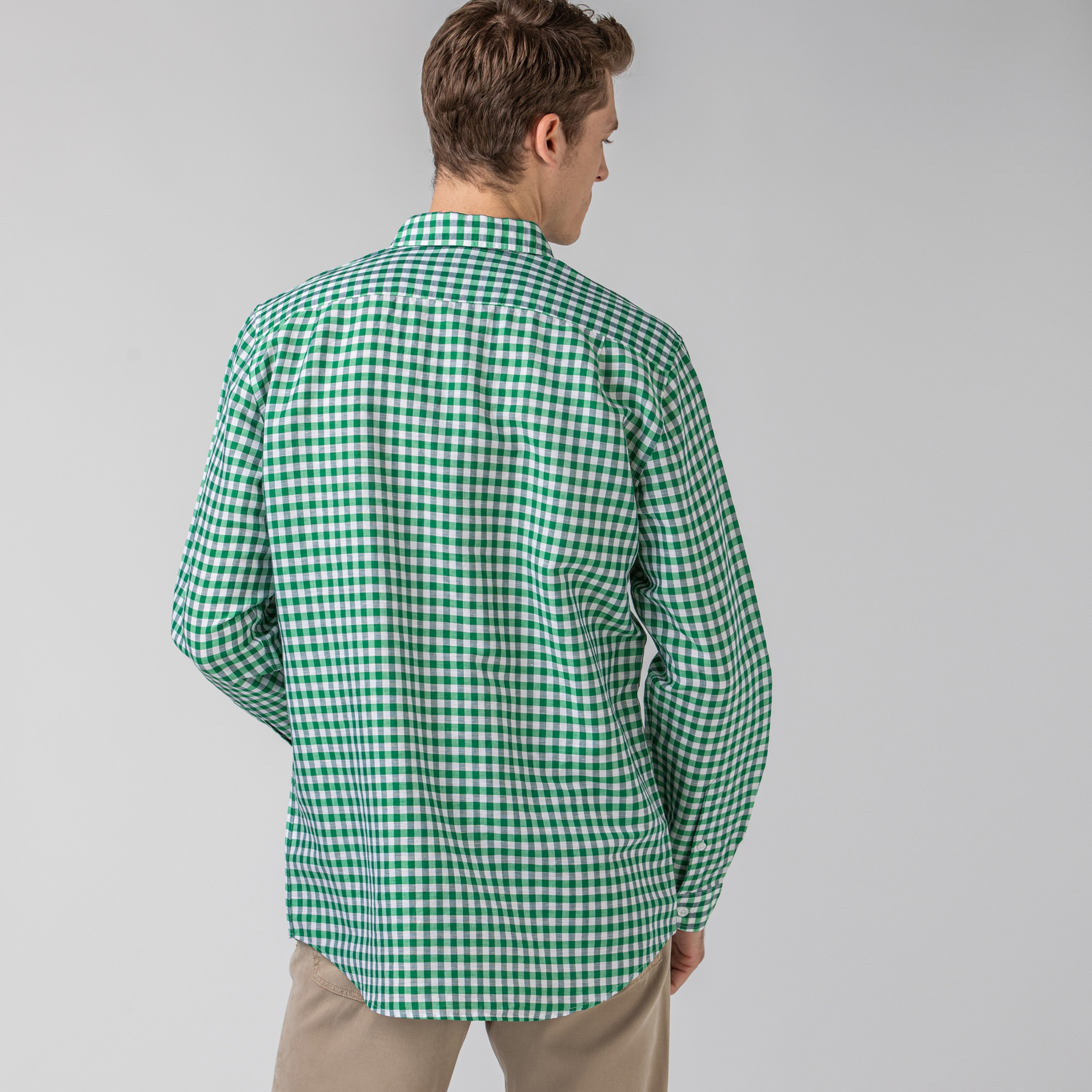 Lacoste Erkek Regular Fit Ekose Desenli Yeşil Gömlek