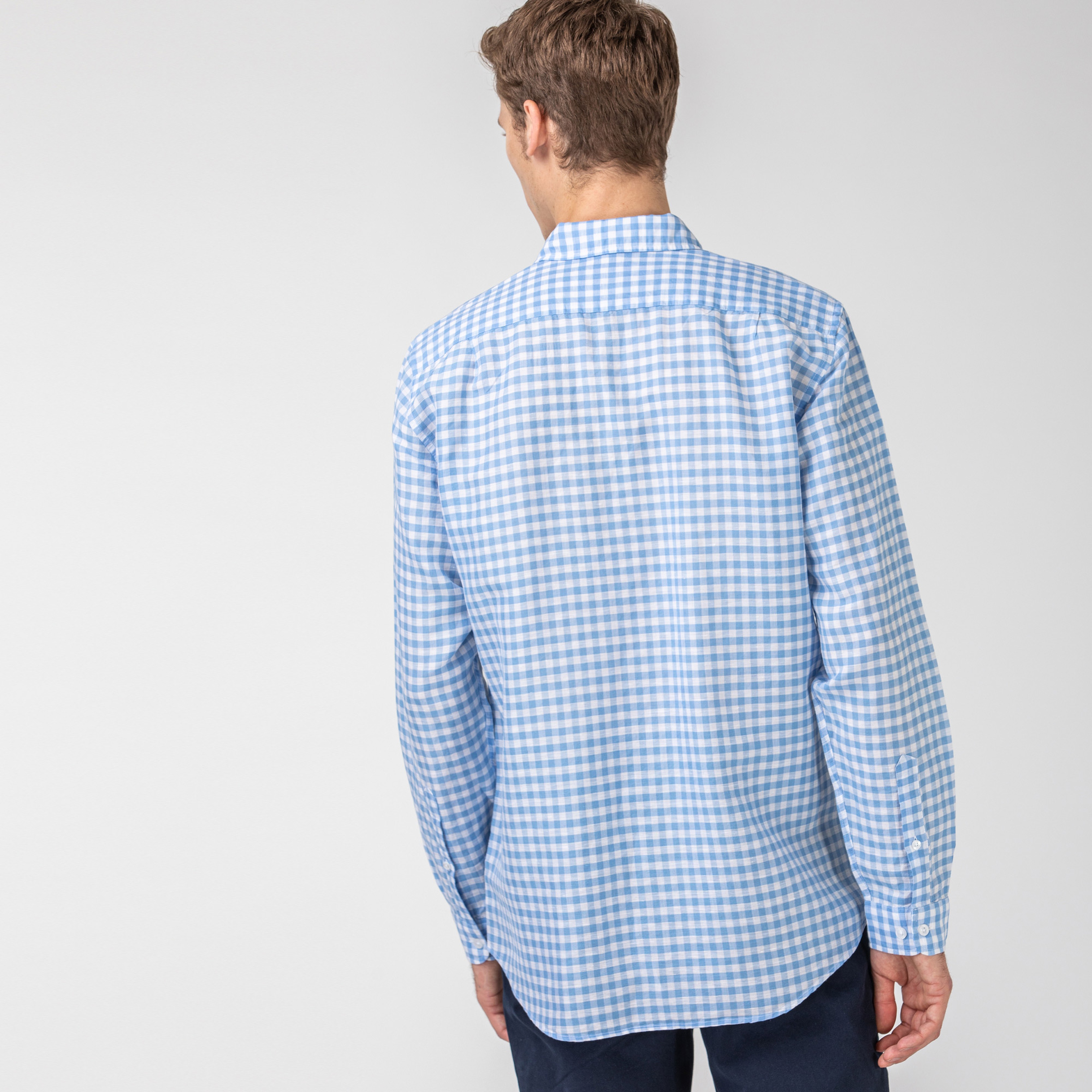 Lacoste Erkek Regular Fit Ekose Desenli Mavi Gömlek