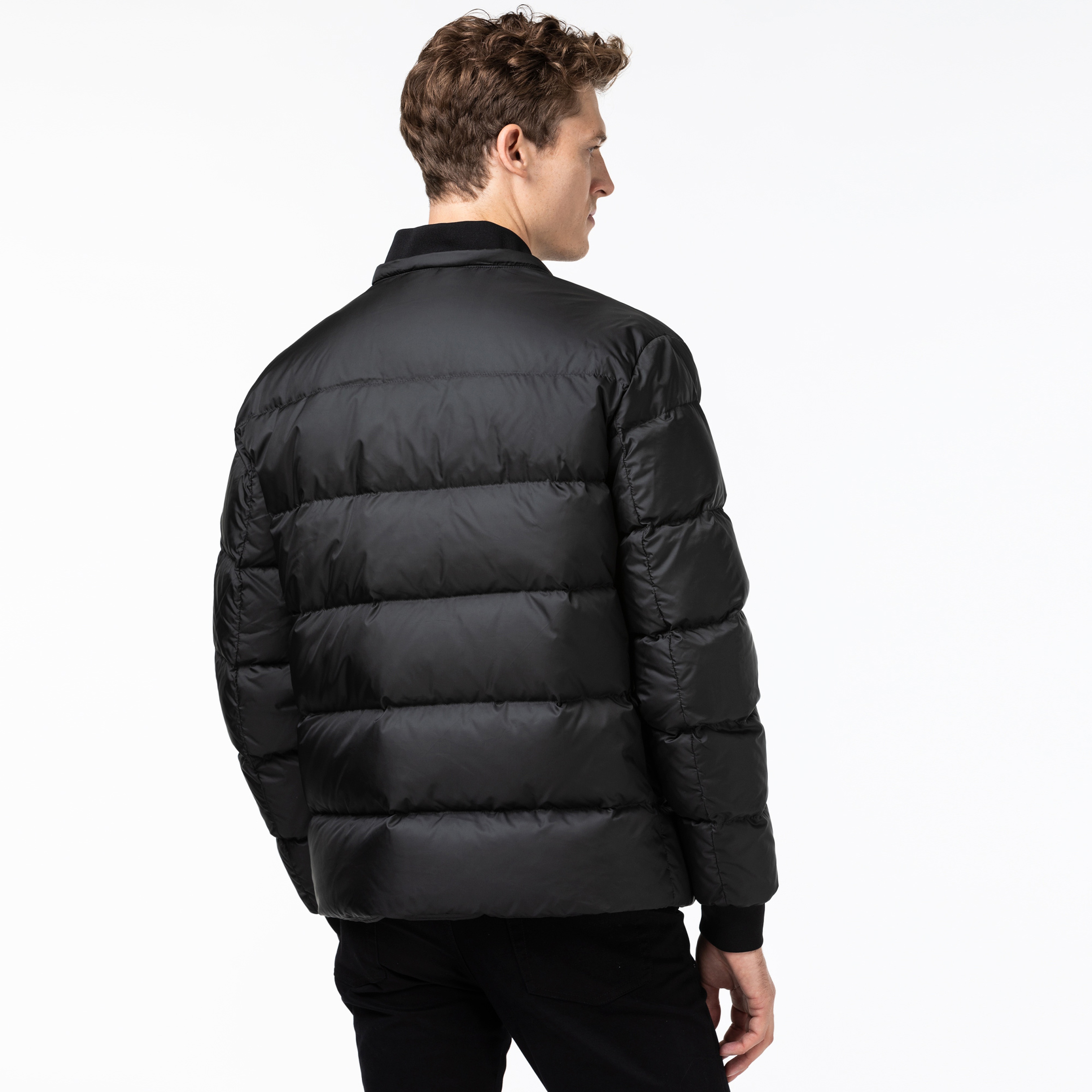 Lacoste Erkek Kapitone Kapüşonlu Siyah Mont