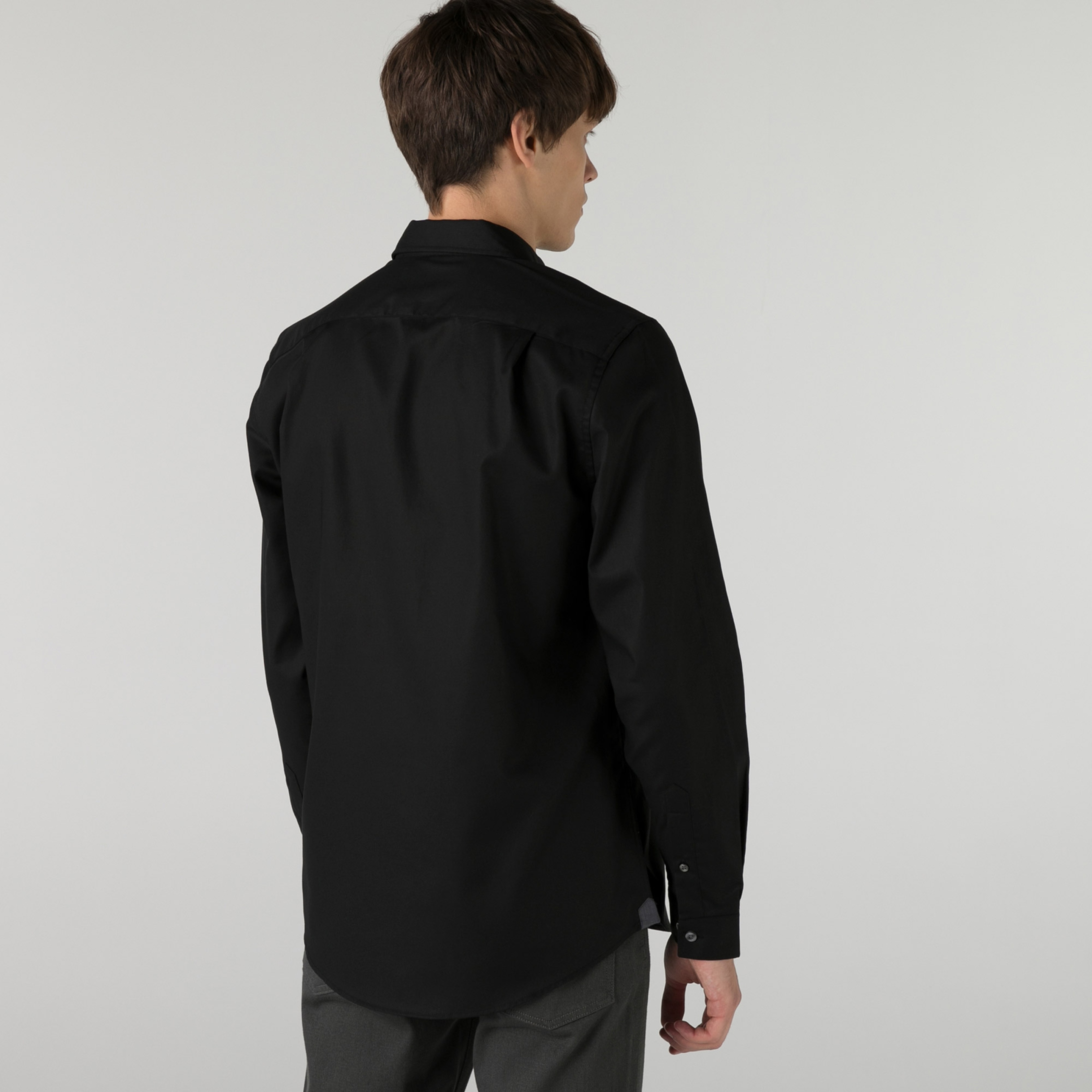 Lacoste Erkek Regular Fit Düğmeli Yaka Siyah Gömlek
