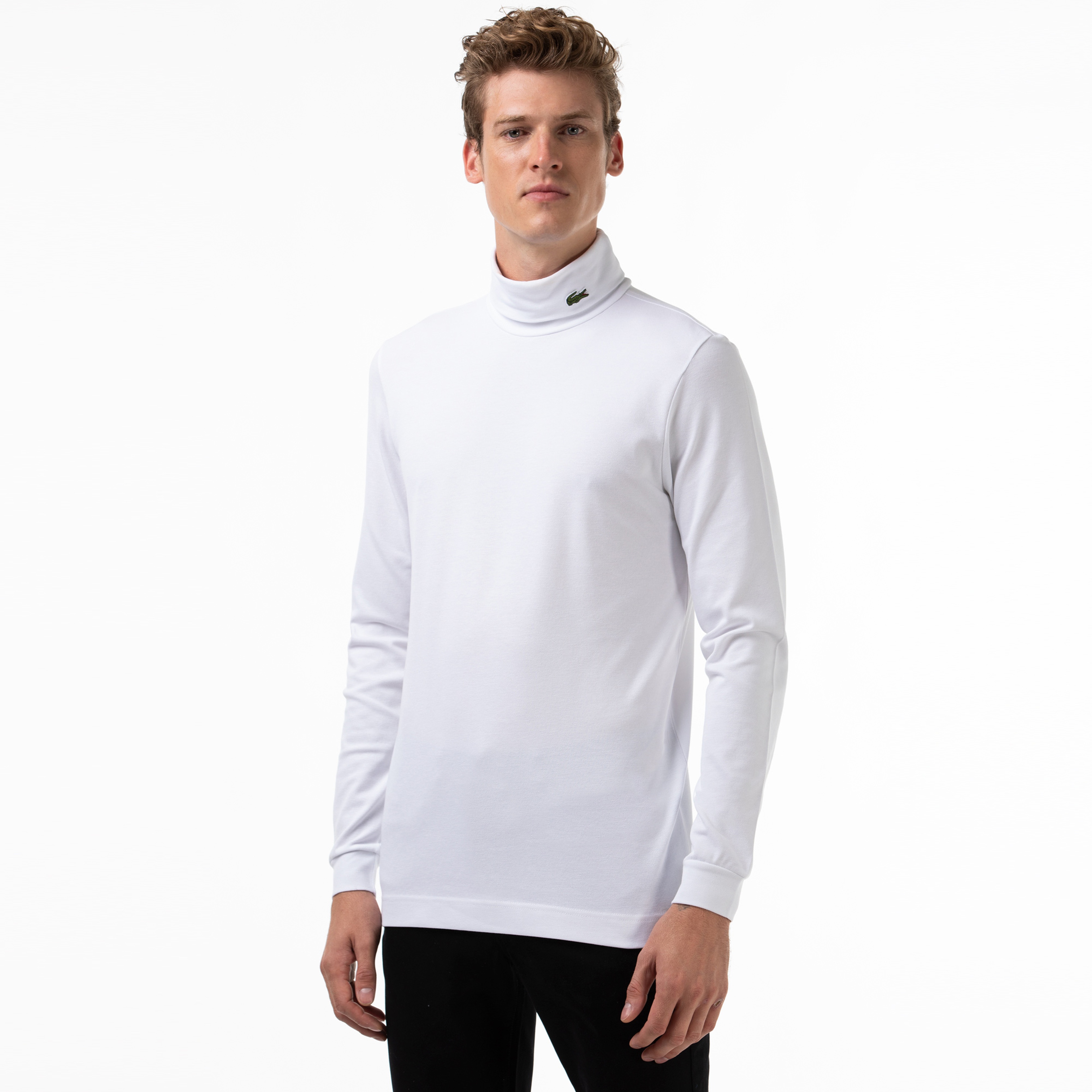 Lacoste Erkek Regular Fit Boğazlı Yaka Beyaz Sweatshirt