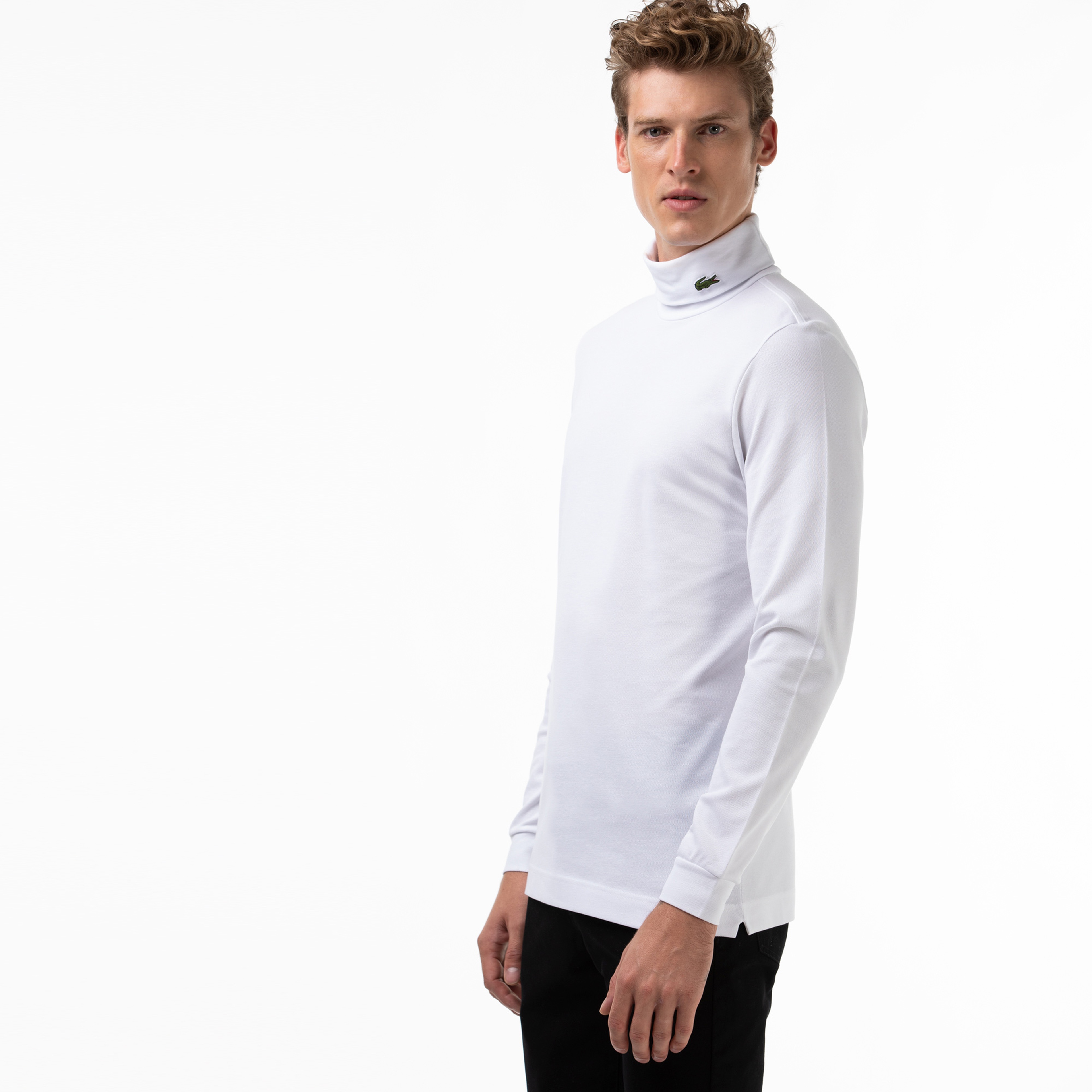 Lacoste Erkek Regular Fit Boğazlı Yaka Beyaz Sweatshirt