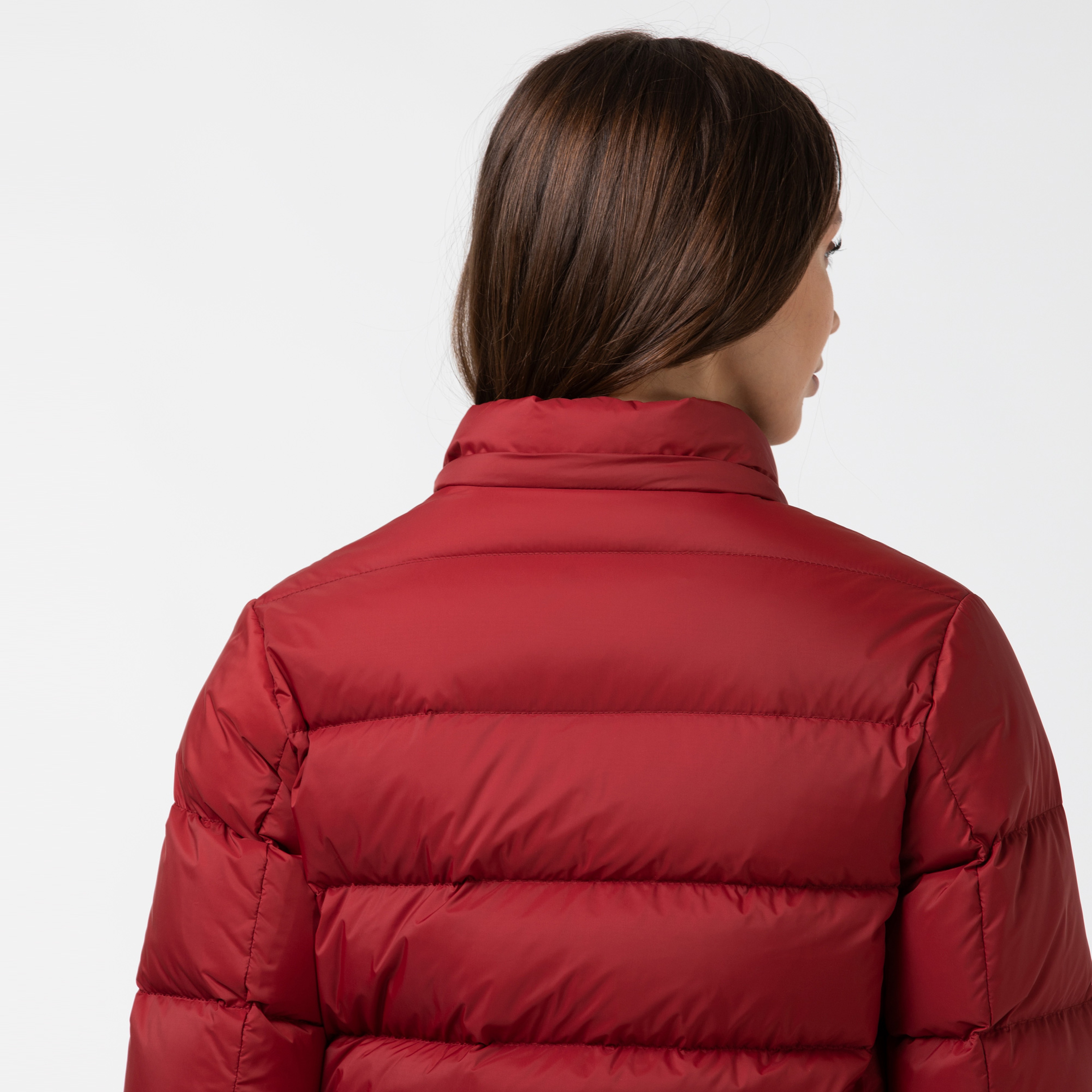 Lacoste Kadın Kapitone Kapüşonlu Bordo Mont