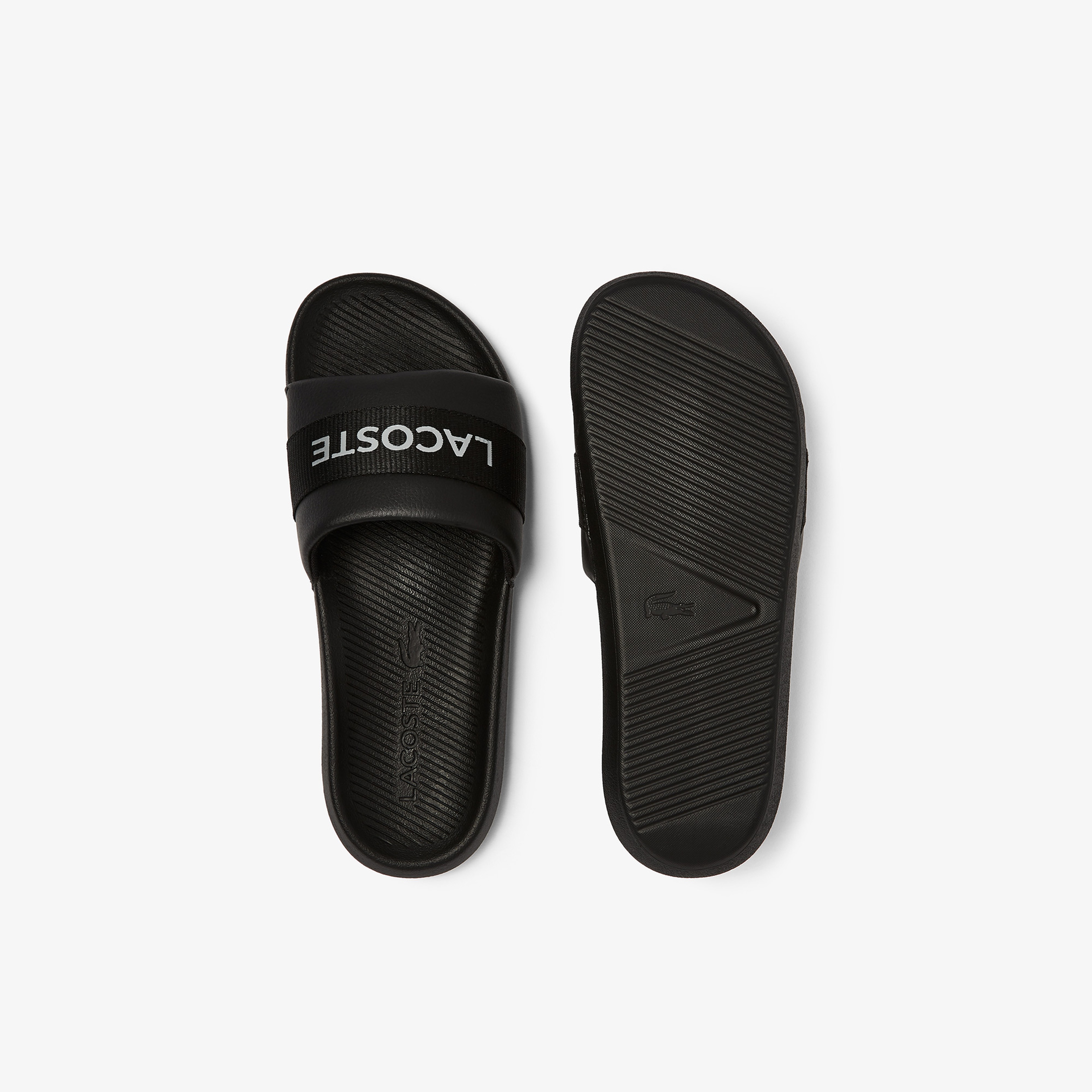 Lacoste Men's Croco Slides Textile Logo