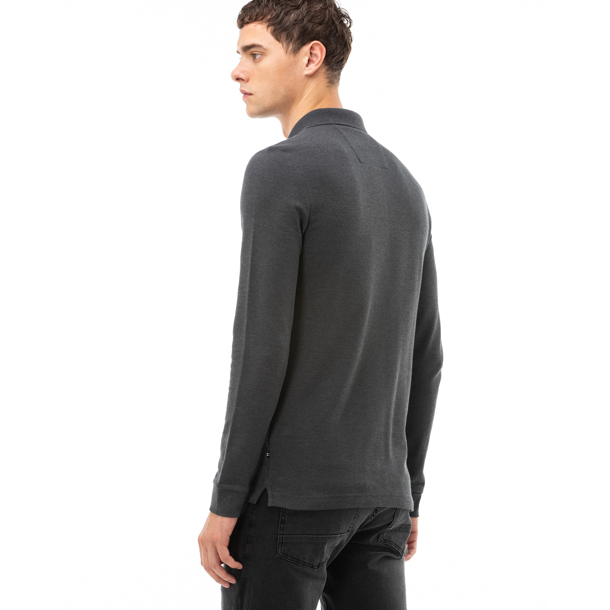 NAUTICA ERKEK GRİ SLIM FIT UZUN KOLLU POLO