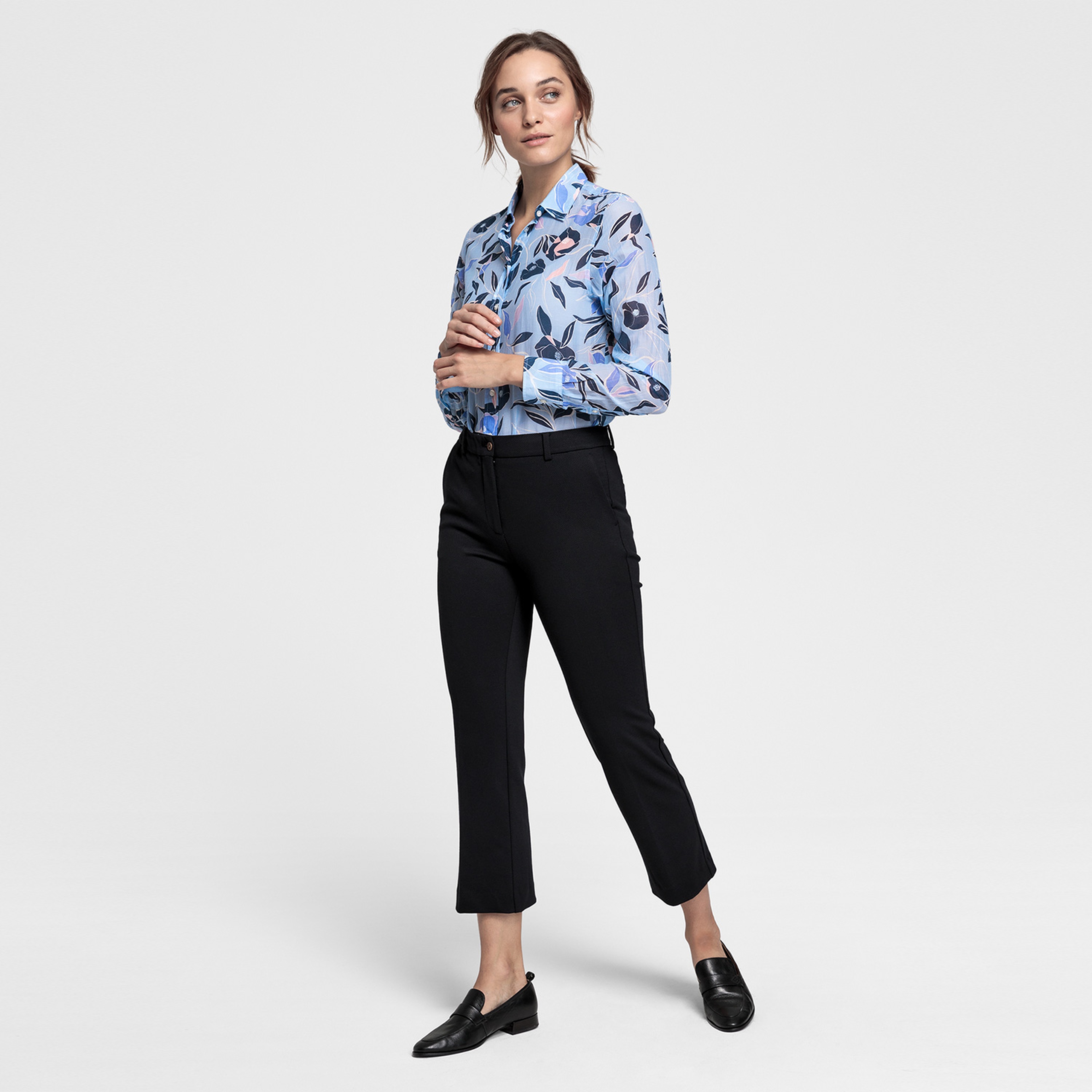 Gant Kadın Açık Mavi Regular Fit İpek Gömlek