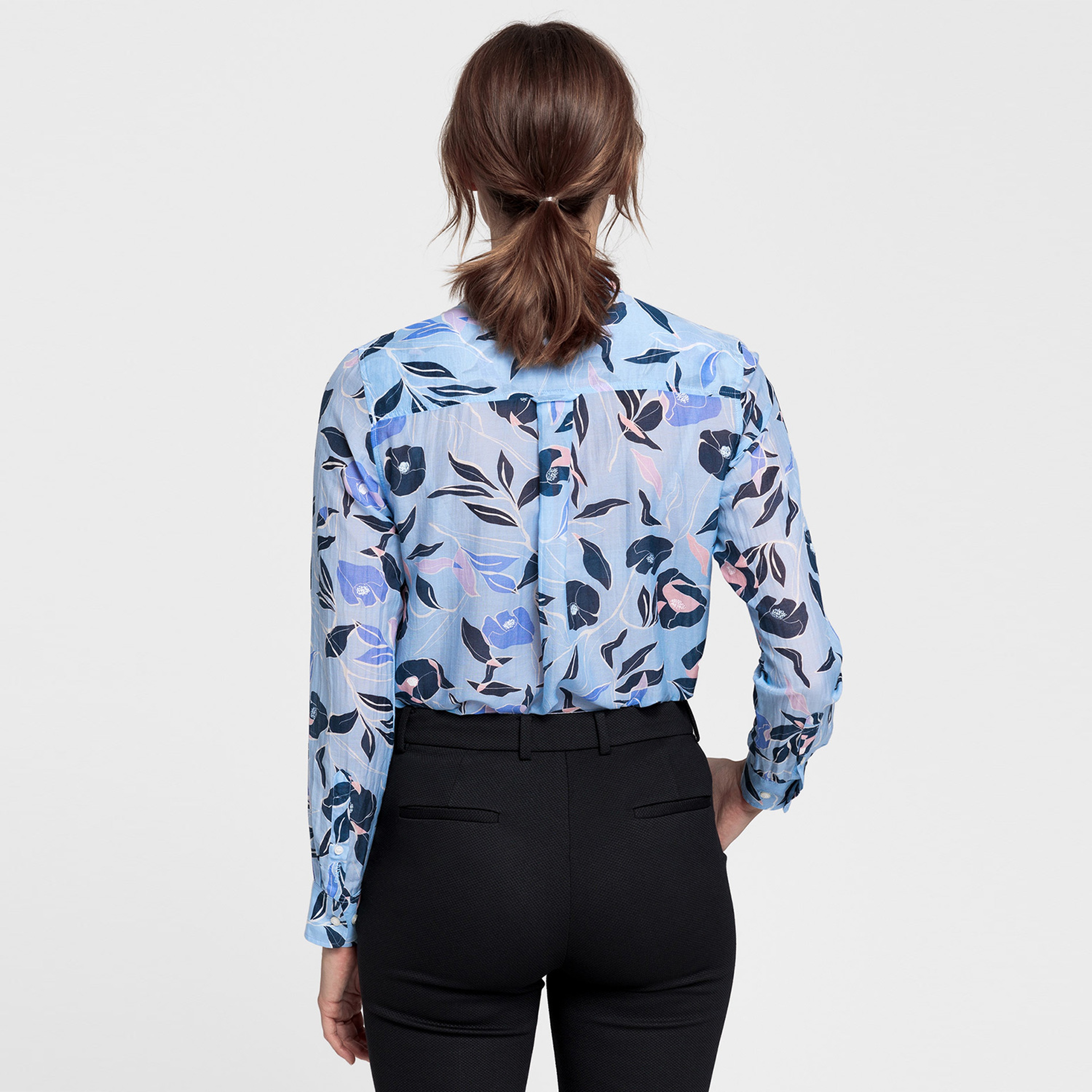 Gant Kadın Açık Mavi Regular Fit İpek Gömlek