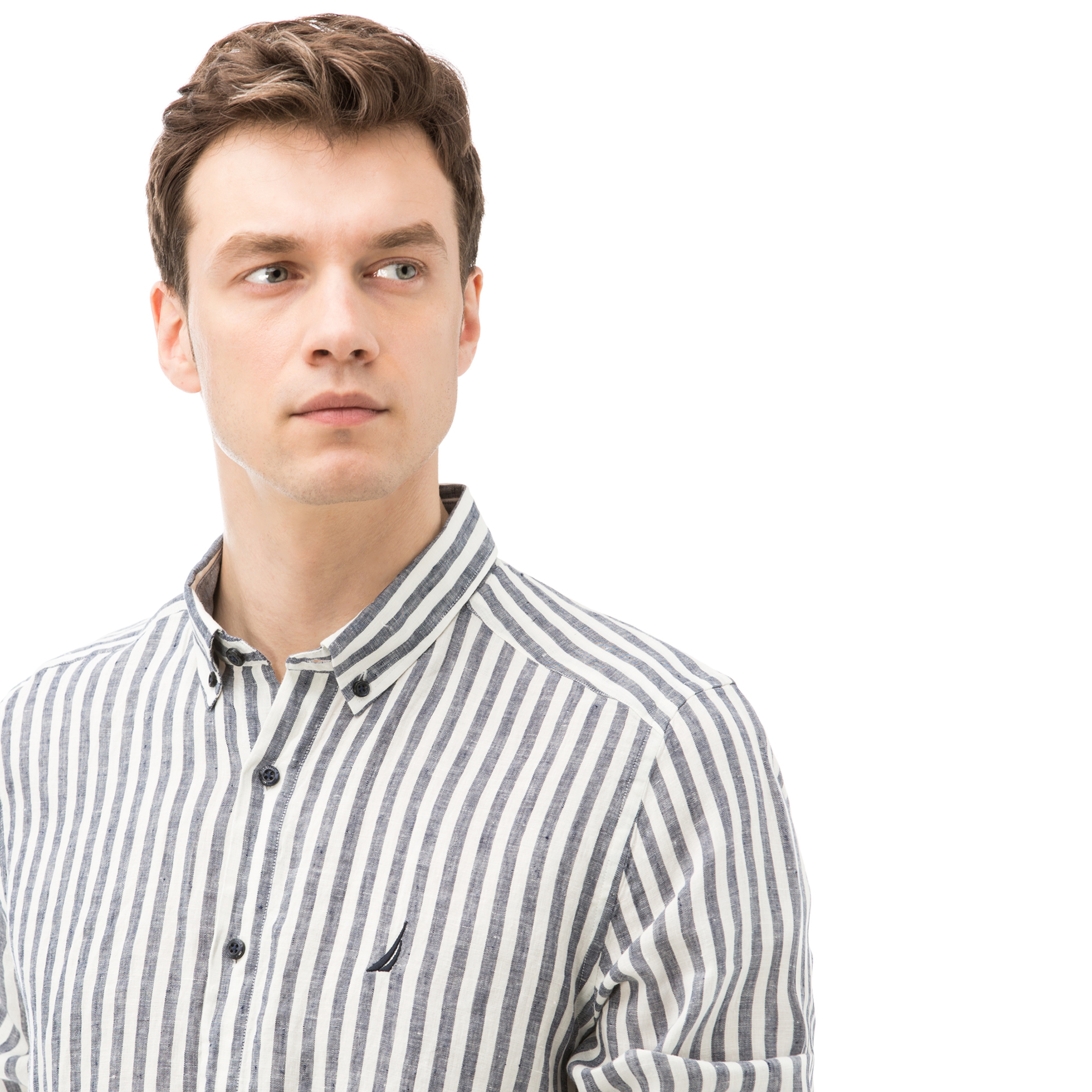 Nautica Erkek Lacivert Uzun Kollu Uzun Kollu Keten Gömlek