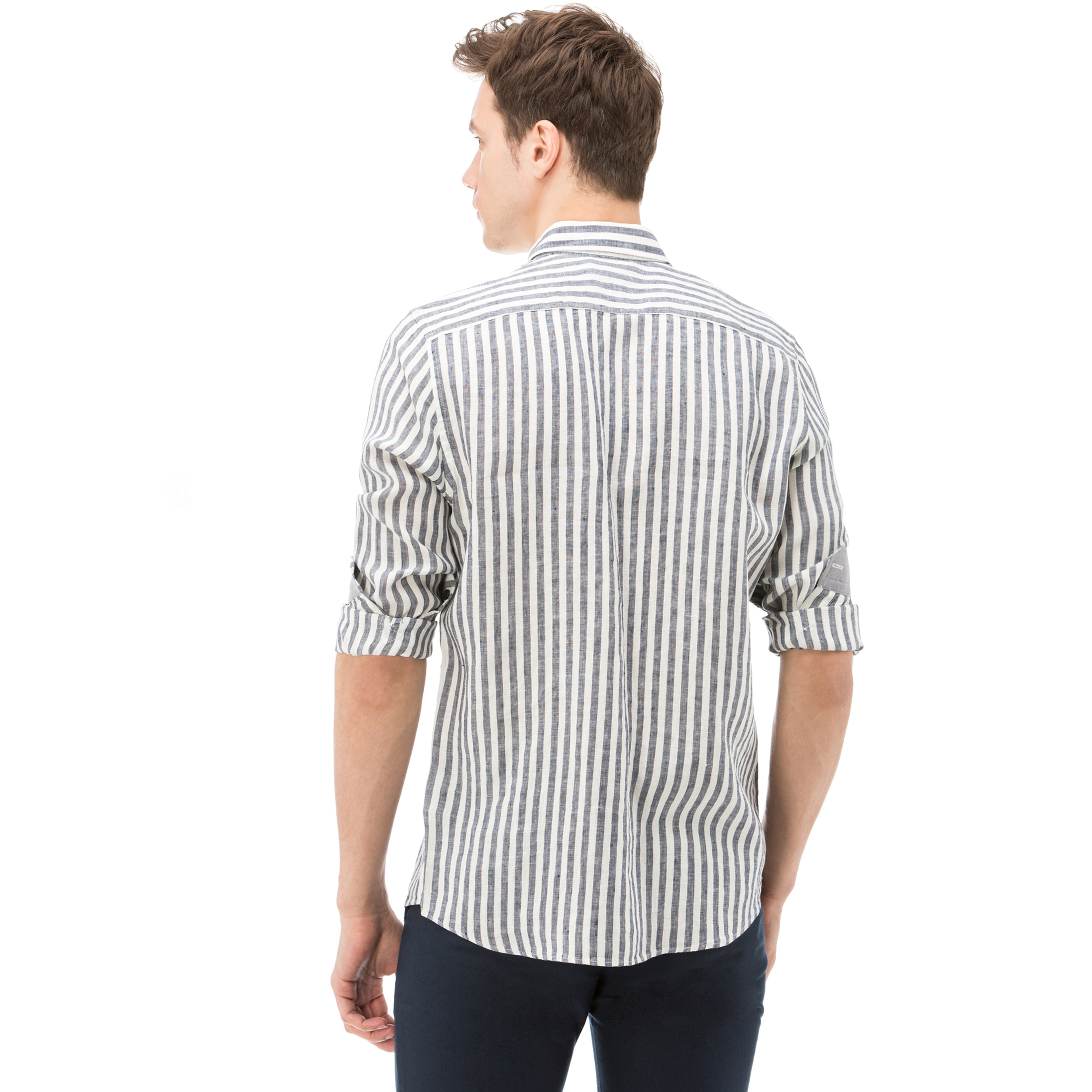 Nautica Erkek Lacivert Uzun Kollu Uzun Kollu Keten Gömlek