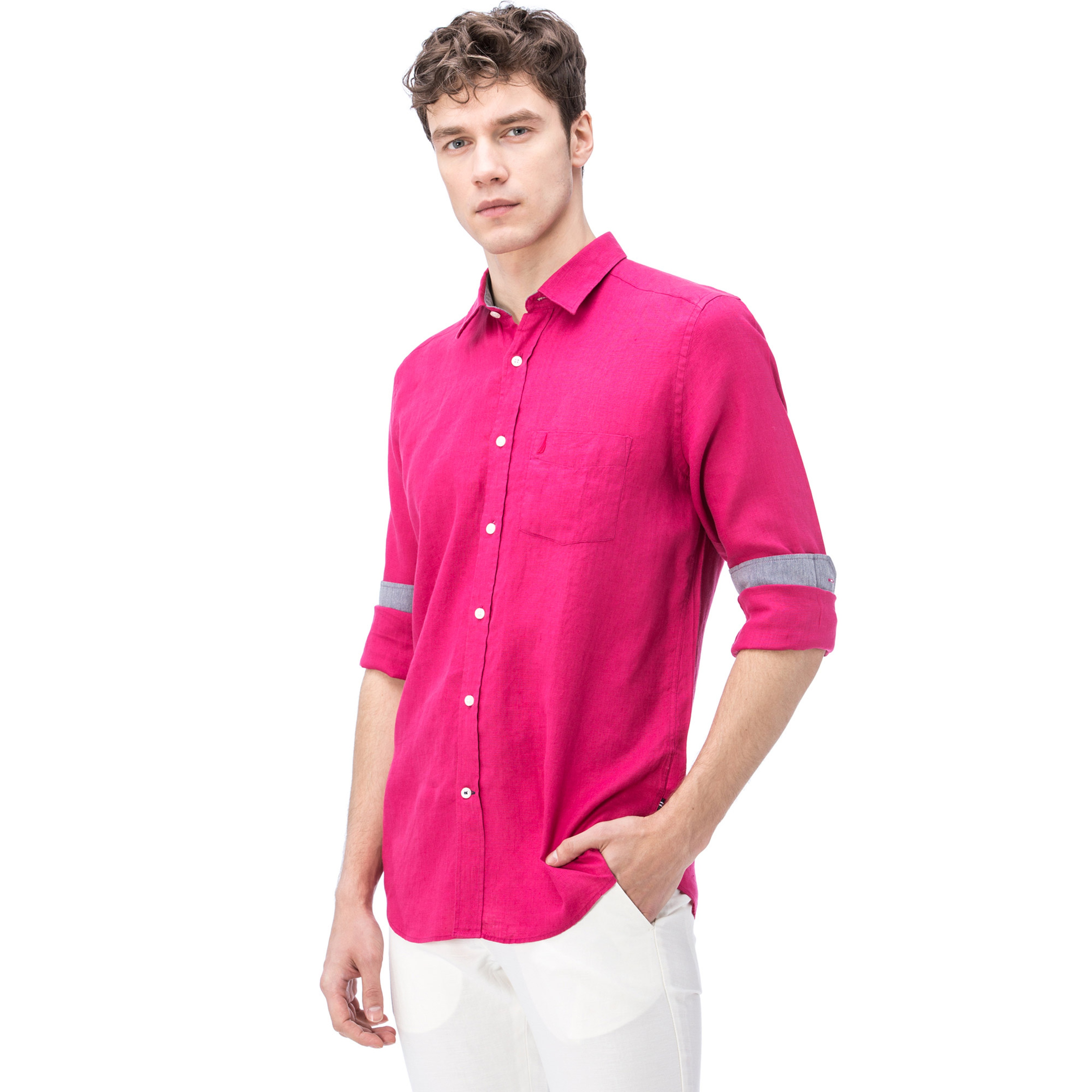 Nautica Erkek Fuşya Keten Gömlek