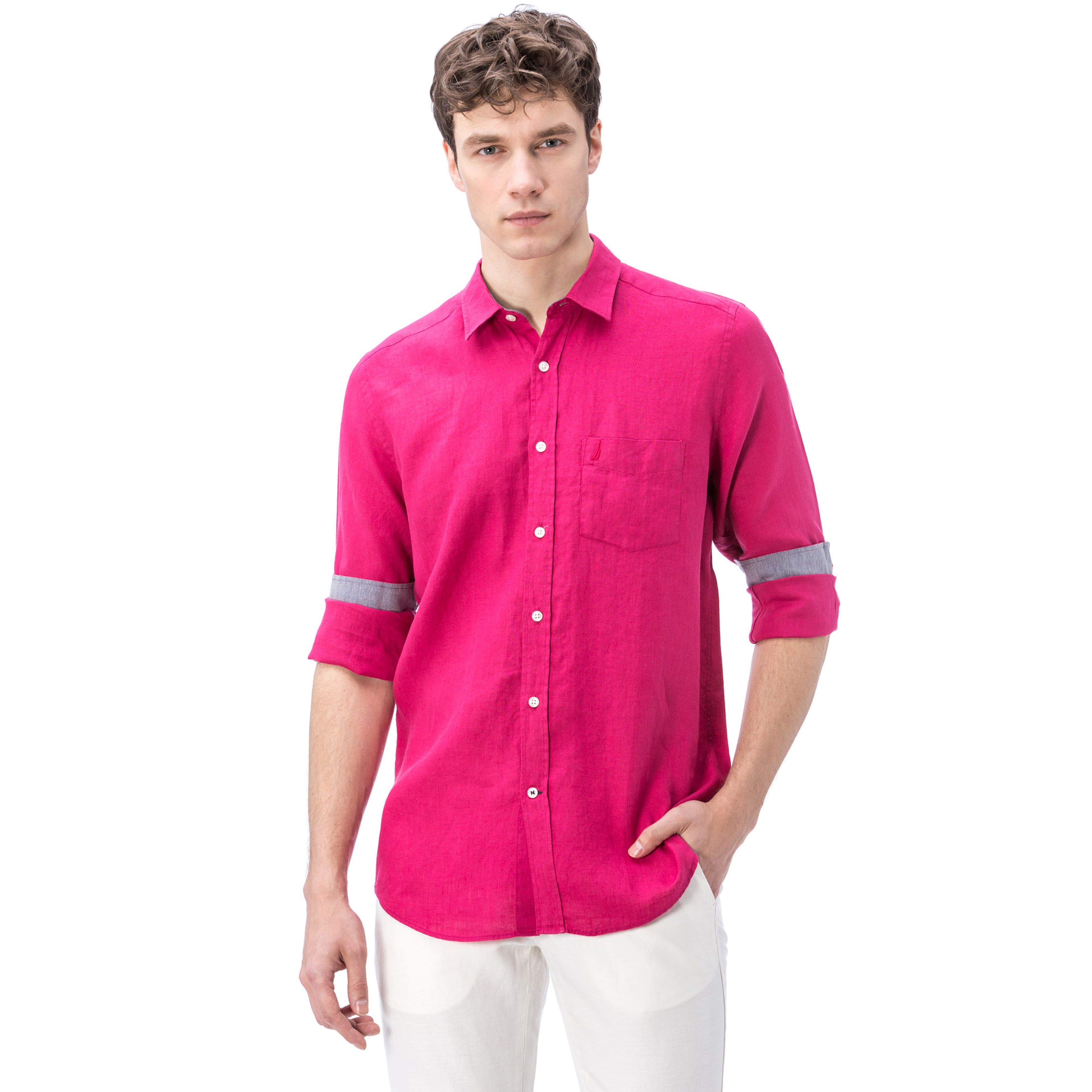 Nautica Erkek Fuşya Keten Gömlek