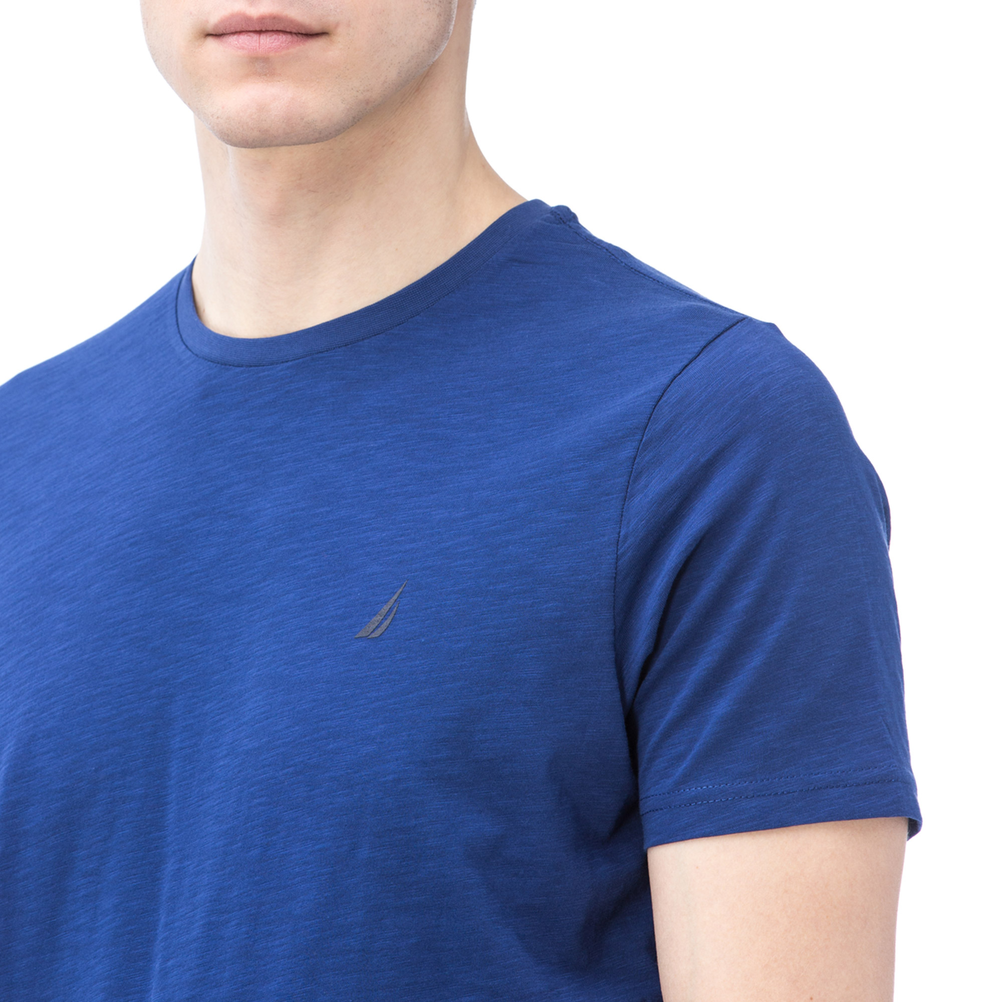 NAUTICA ERKEK LACİVERT KISA KOLLU BİSİKLET YAKA FLAMLI SLIM FIT T-SHIRT