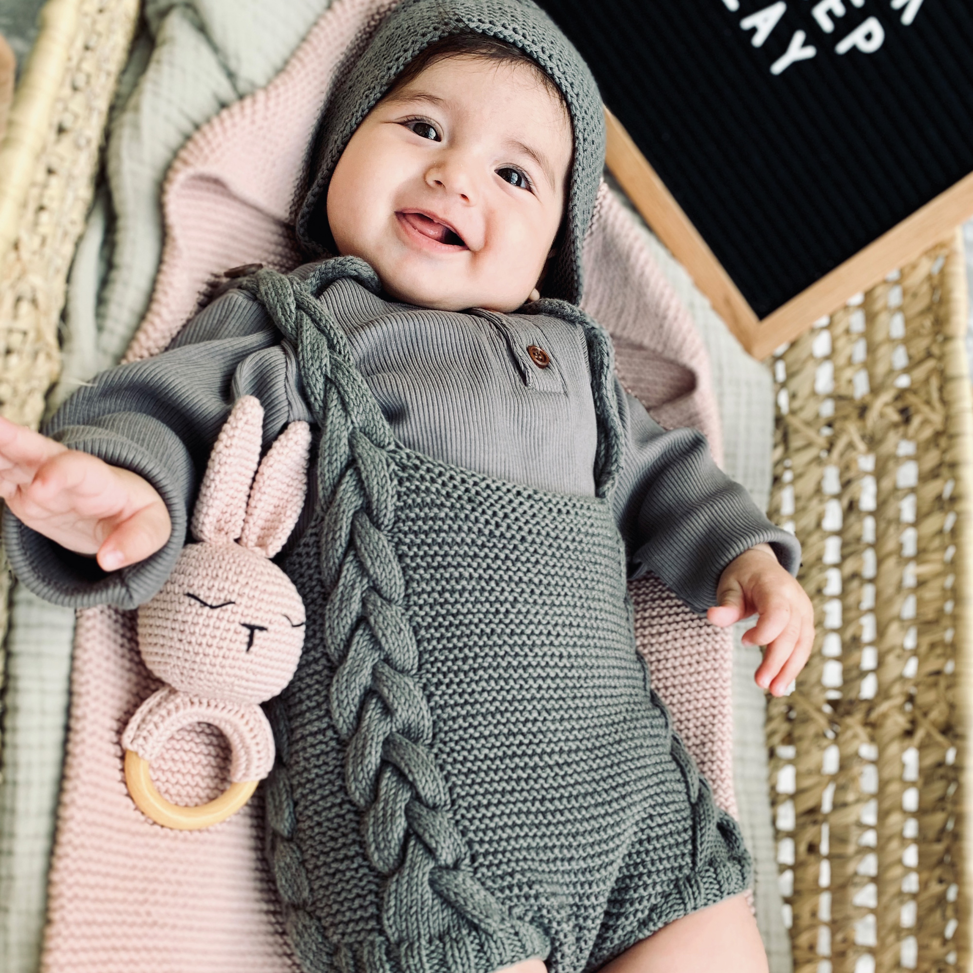 Baboo Bebek Gri Saç Örgü Tulum