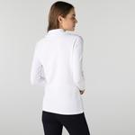 Kadın Slim Fit Uzun Kollu Beyaz Polo