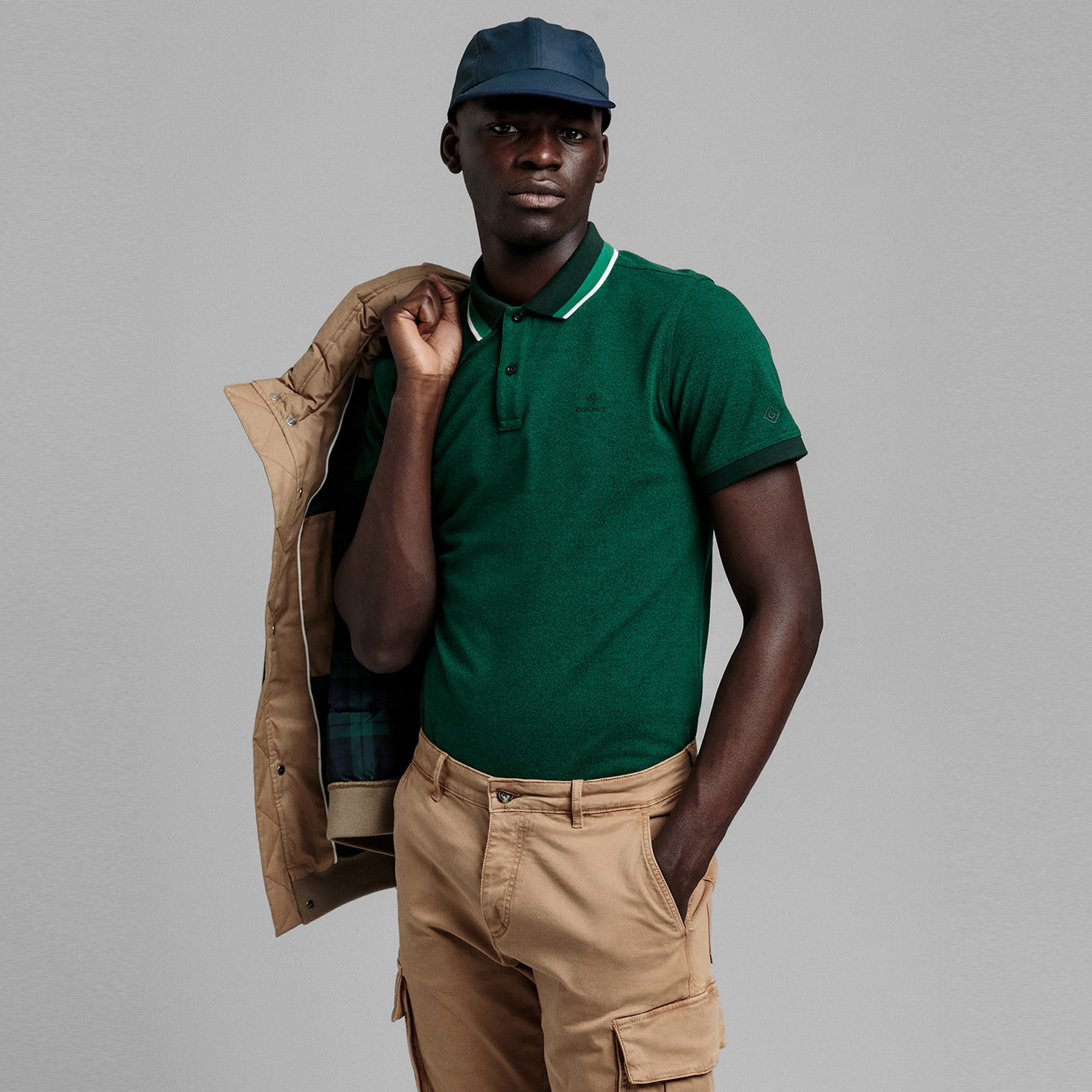 GANT Erkek Yeşil Kısa Kollu Regular Fit Tech Prep Polo