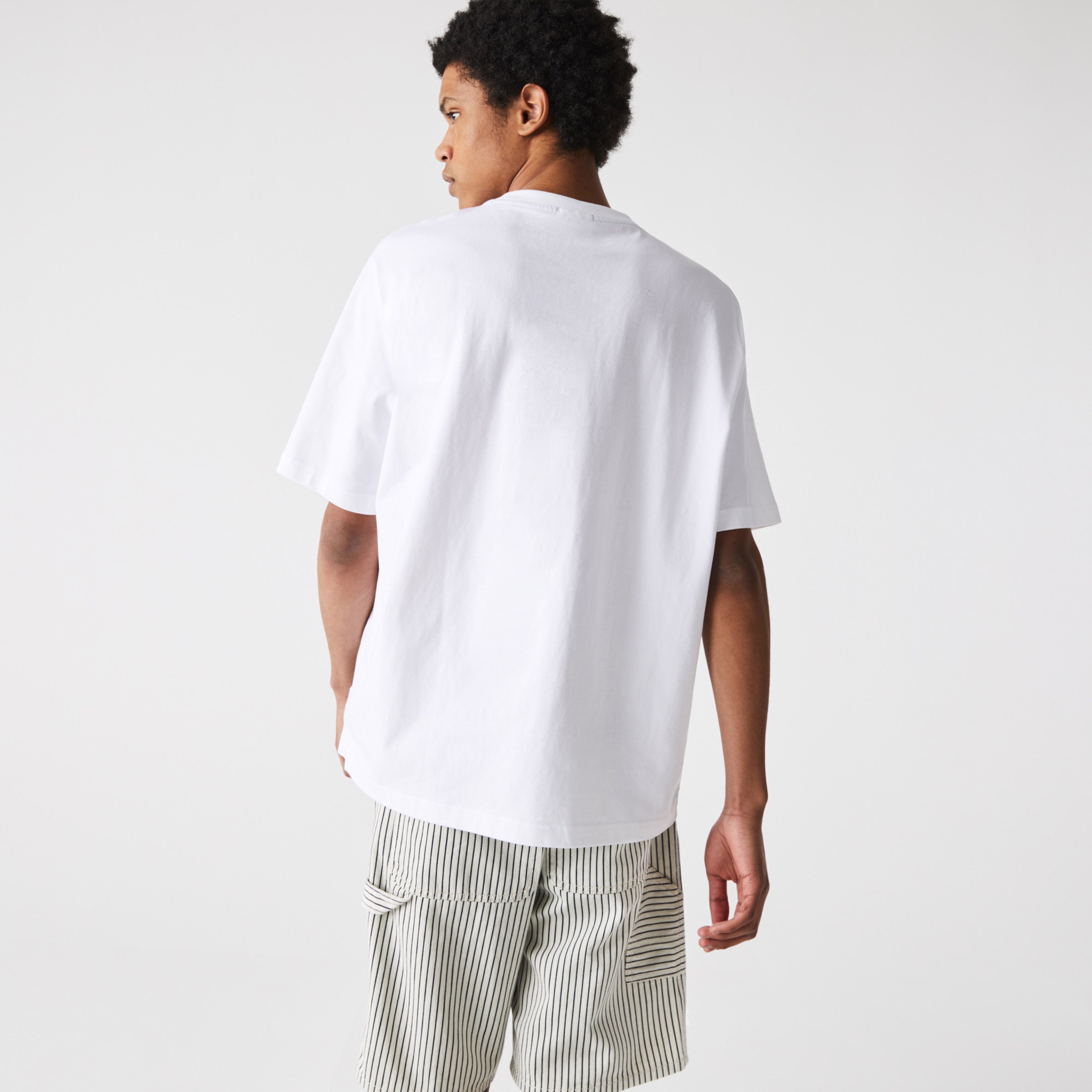 Lacoste L!VE Unisex Loose Fit Bisiklet Yaka Beyaz T-Shirt