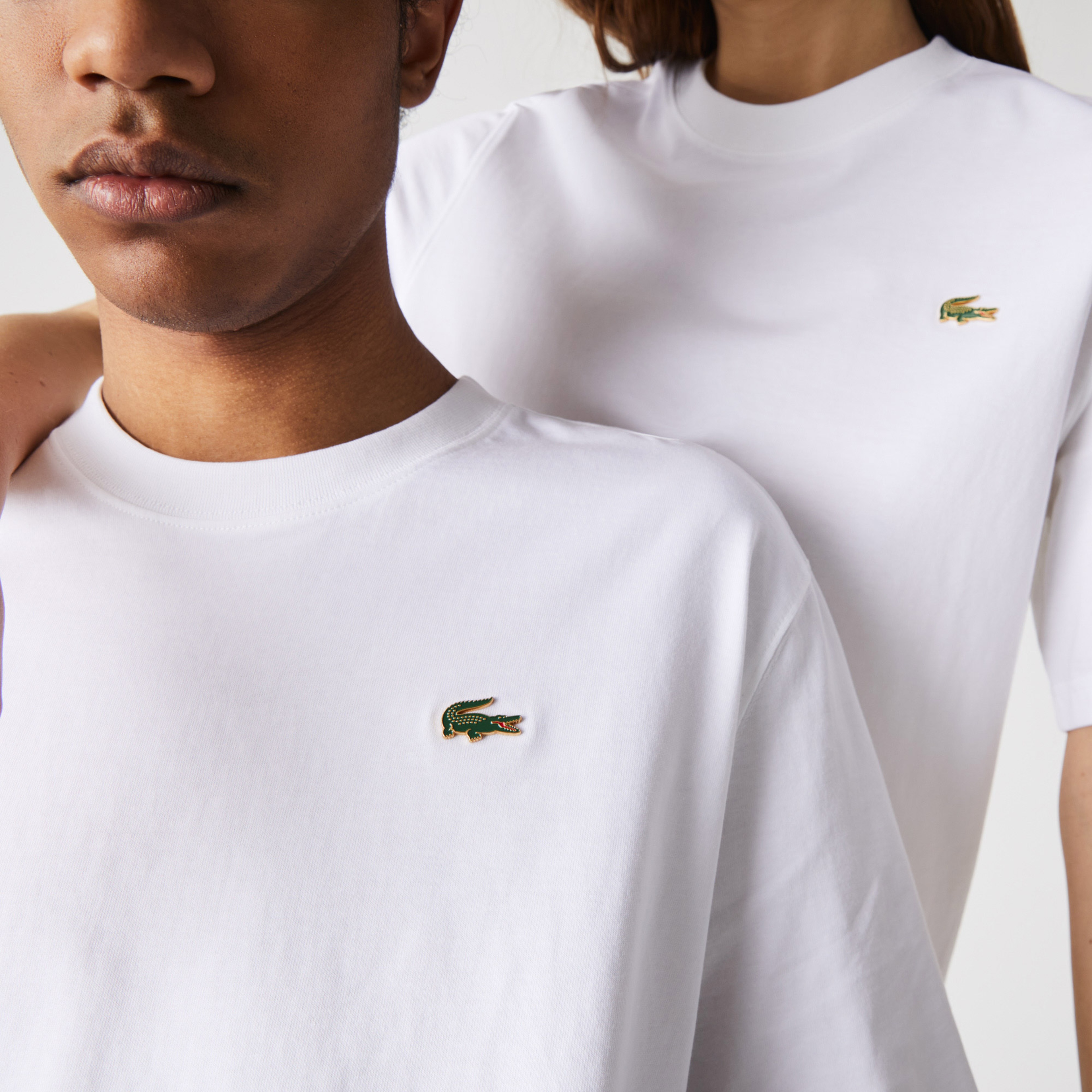 Lacoste L!VE Unisex Loose Fit Bisiklet Yaka Beyaz T-Shirt