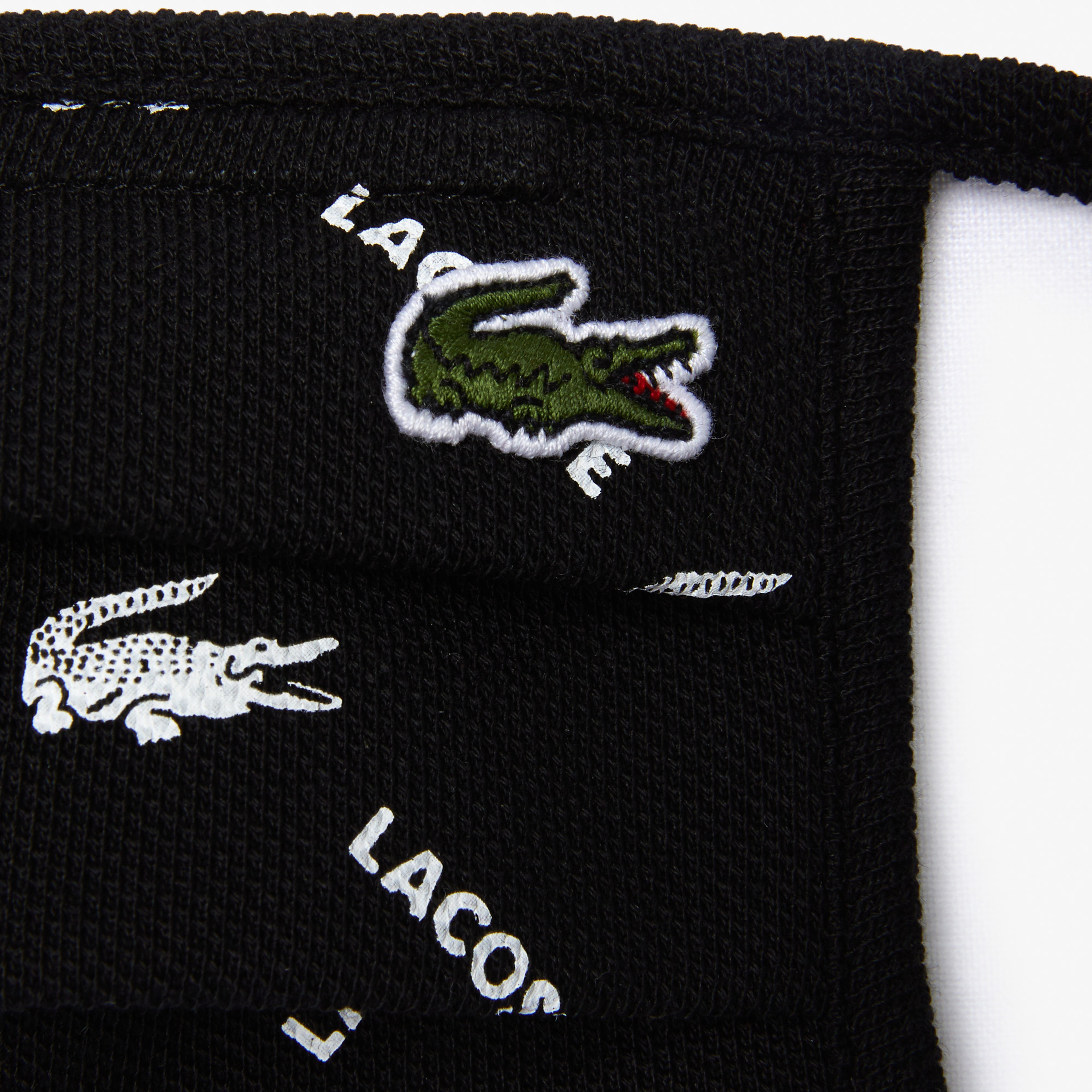 Lacoste Pamuklu Yıkanabilir Siyah - Beyaz Baskılı 3'lü Maske