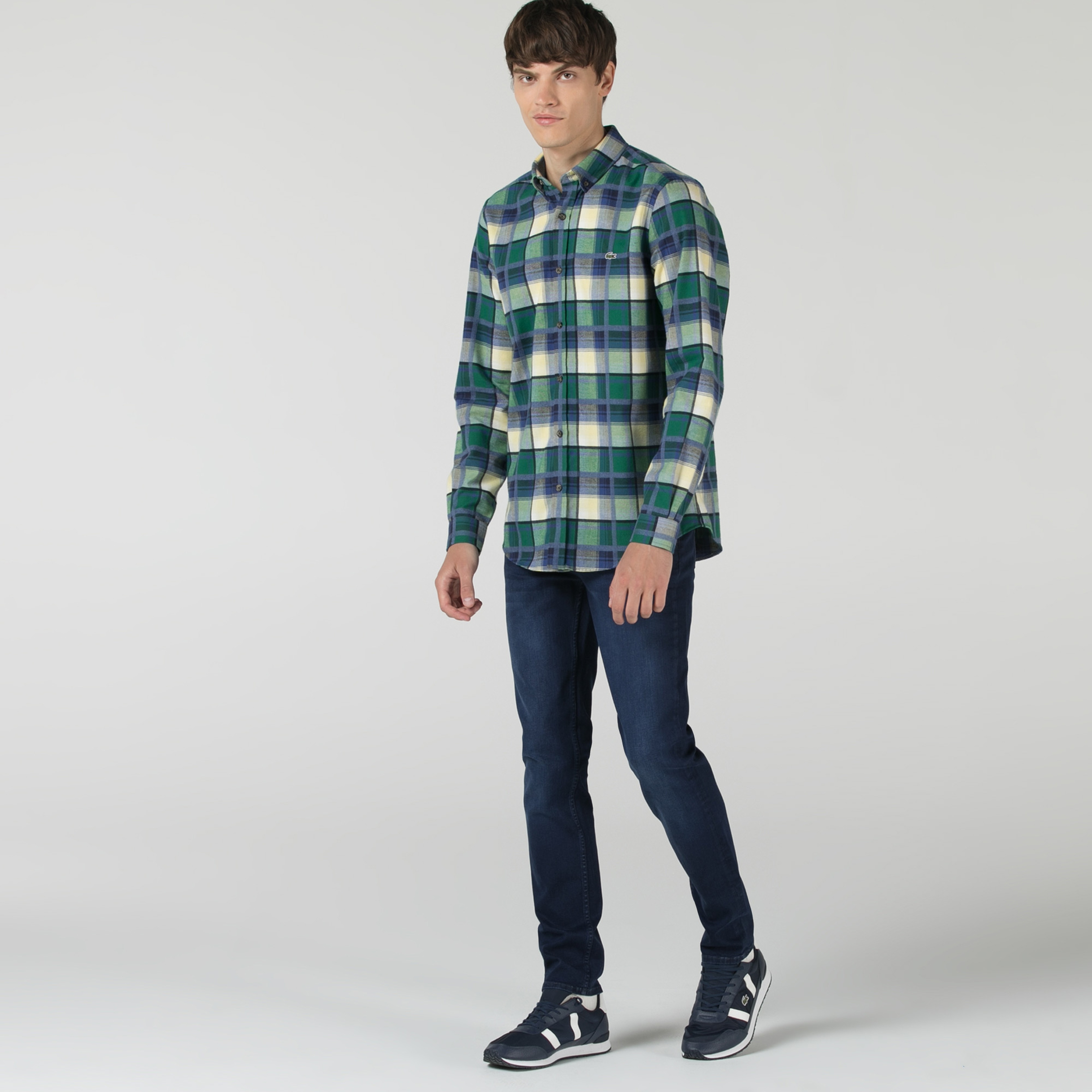 Lacoste Erkek Slim Fit Denim Desenli Açık Mavi Pantolon