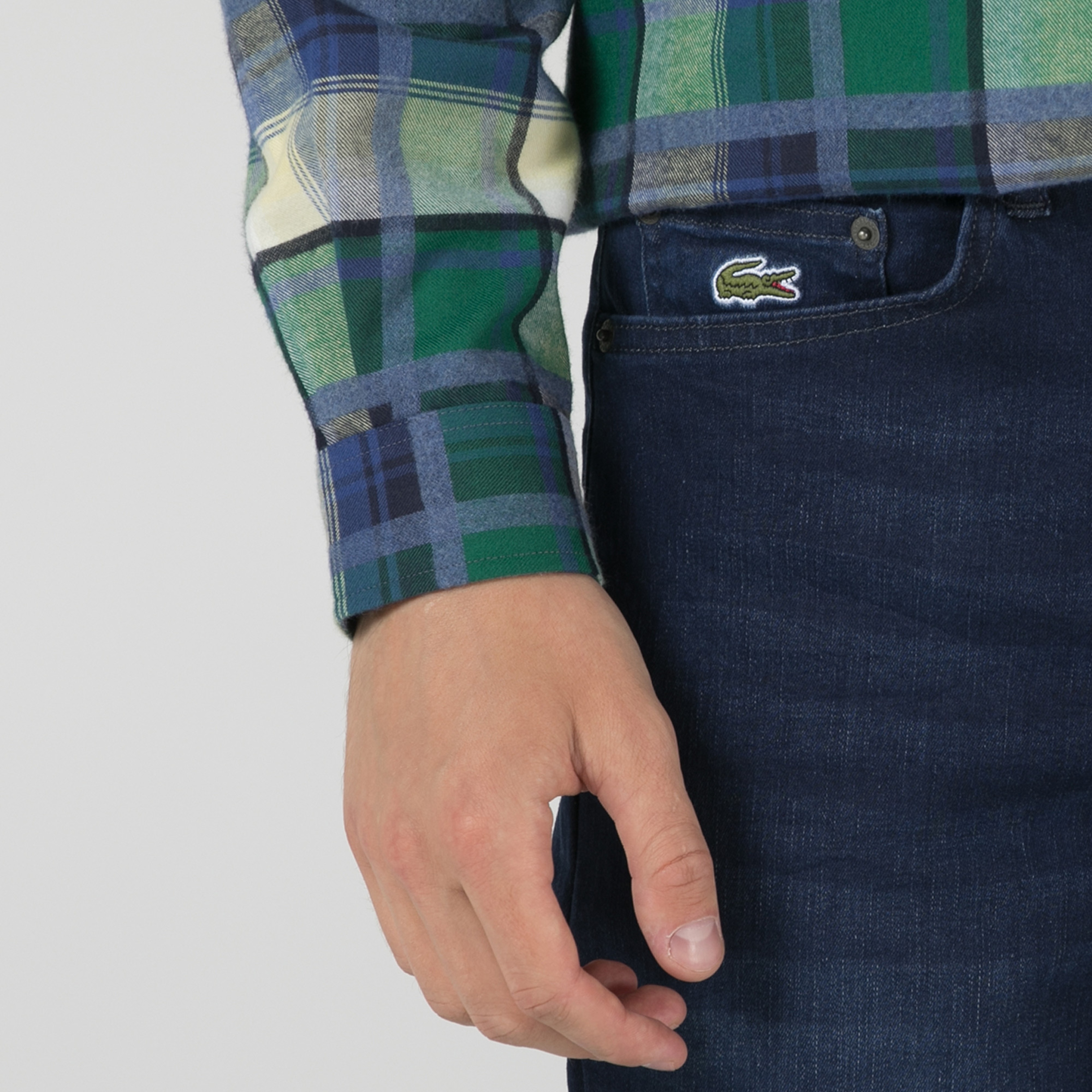 Lacoste Erkek Slim Fit Denim Desenli Açık Mavi Pantolon