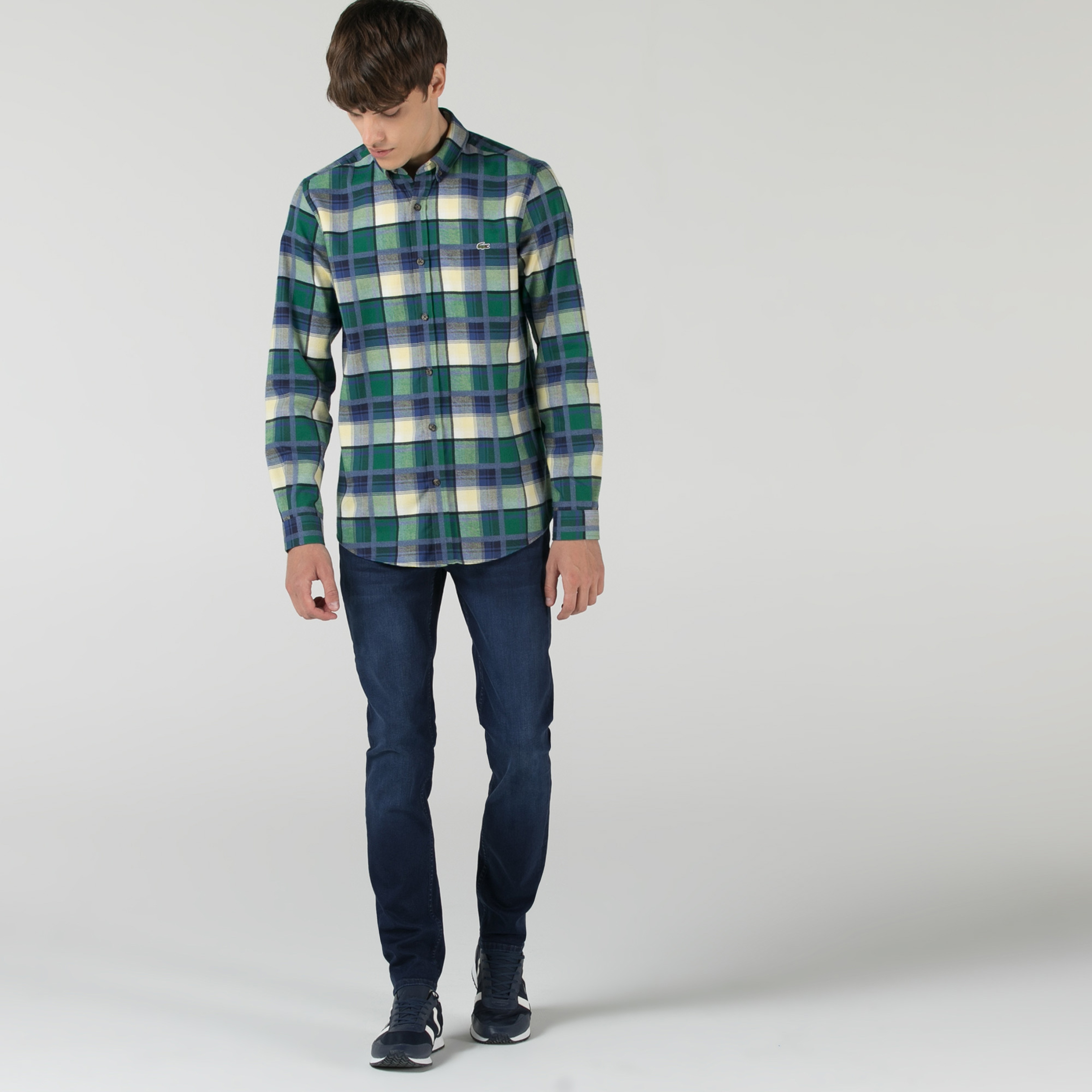 Lacoste Erkek Slim Fit Denim Desenli Açık Mavi Pantolon