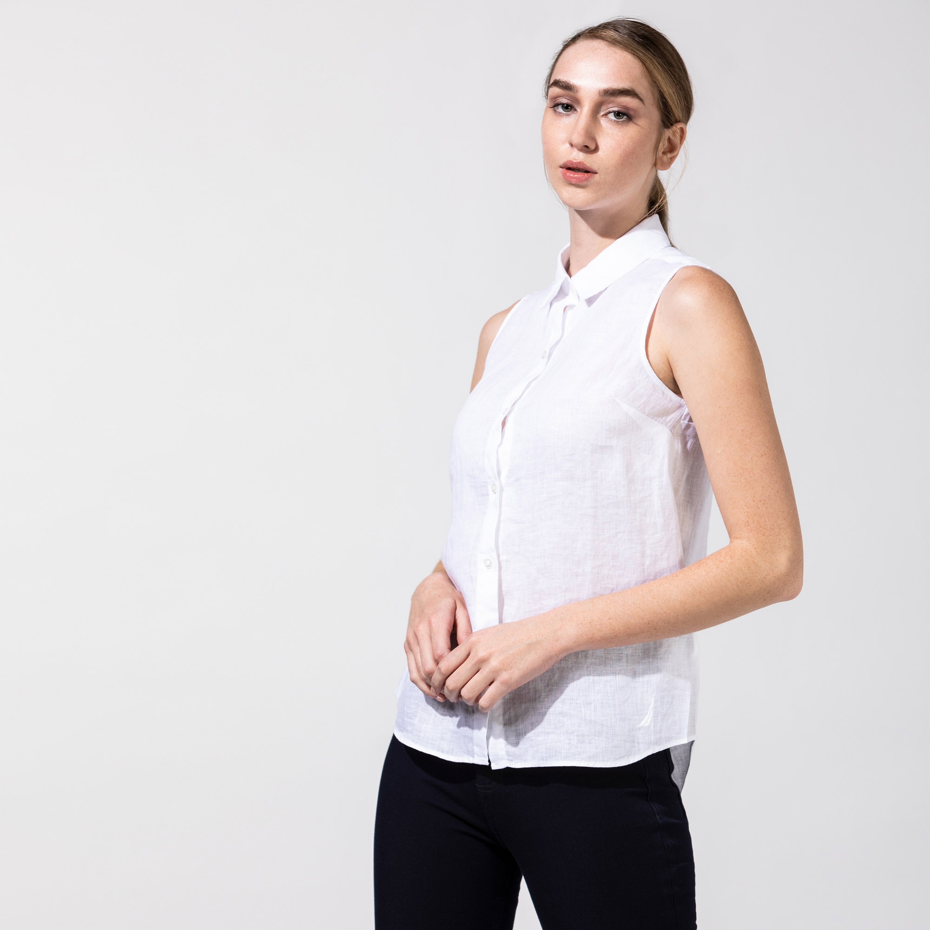 NAUTICA KADIN BEYAZ KETEN GÖMLEK