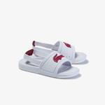 Lacoste L.30 Slide 120 1 Cui Çocuk Timsah Baskılı Beyaz - Koyu Pembe Sandalet