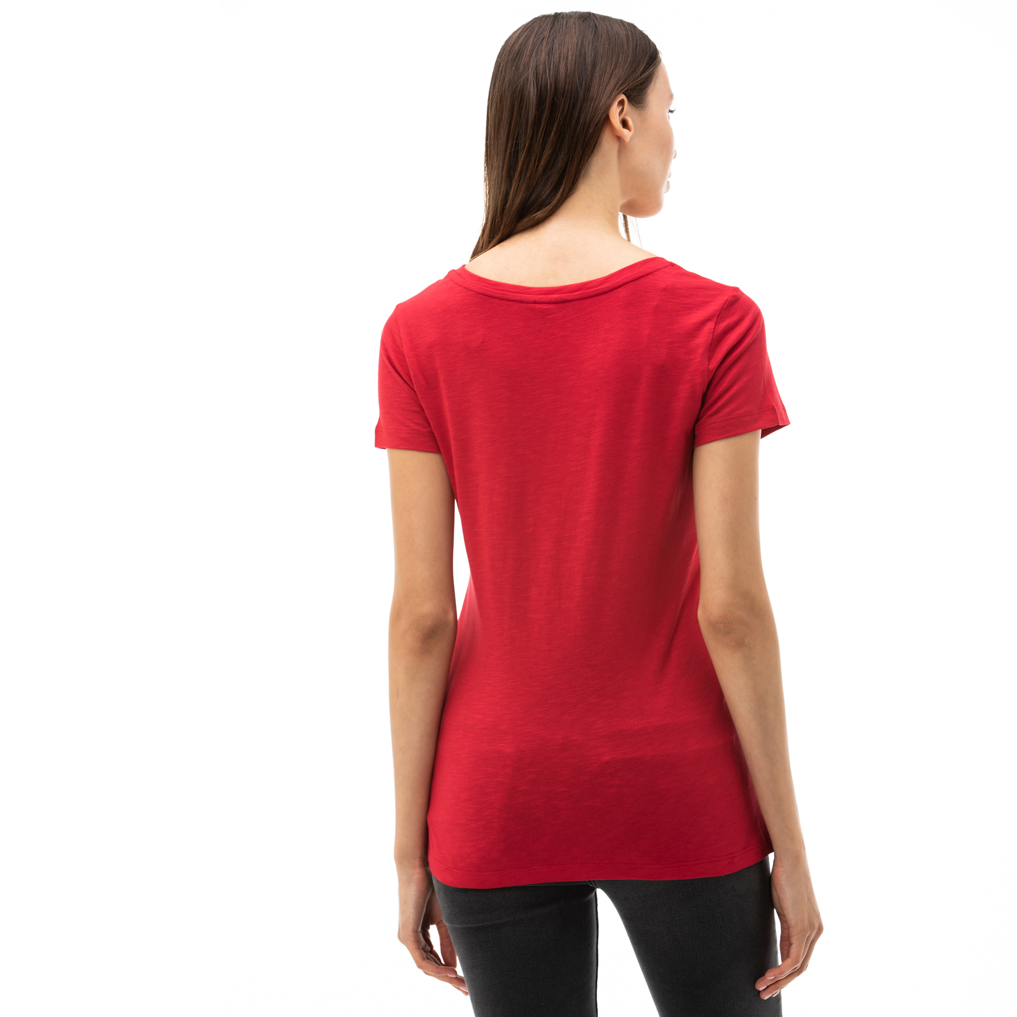 Nautica Kadın Kırmızı V-Yaka T-Shirt