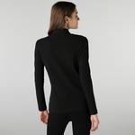 Kadın Slim Fit Uzun Kollu Siyah Polo