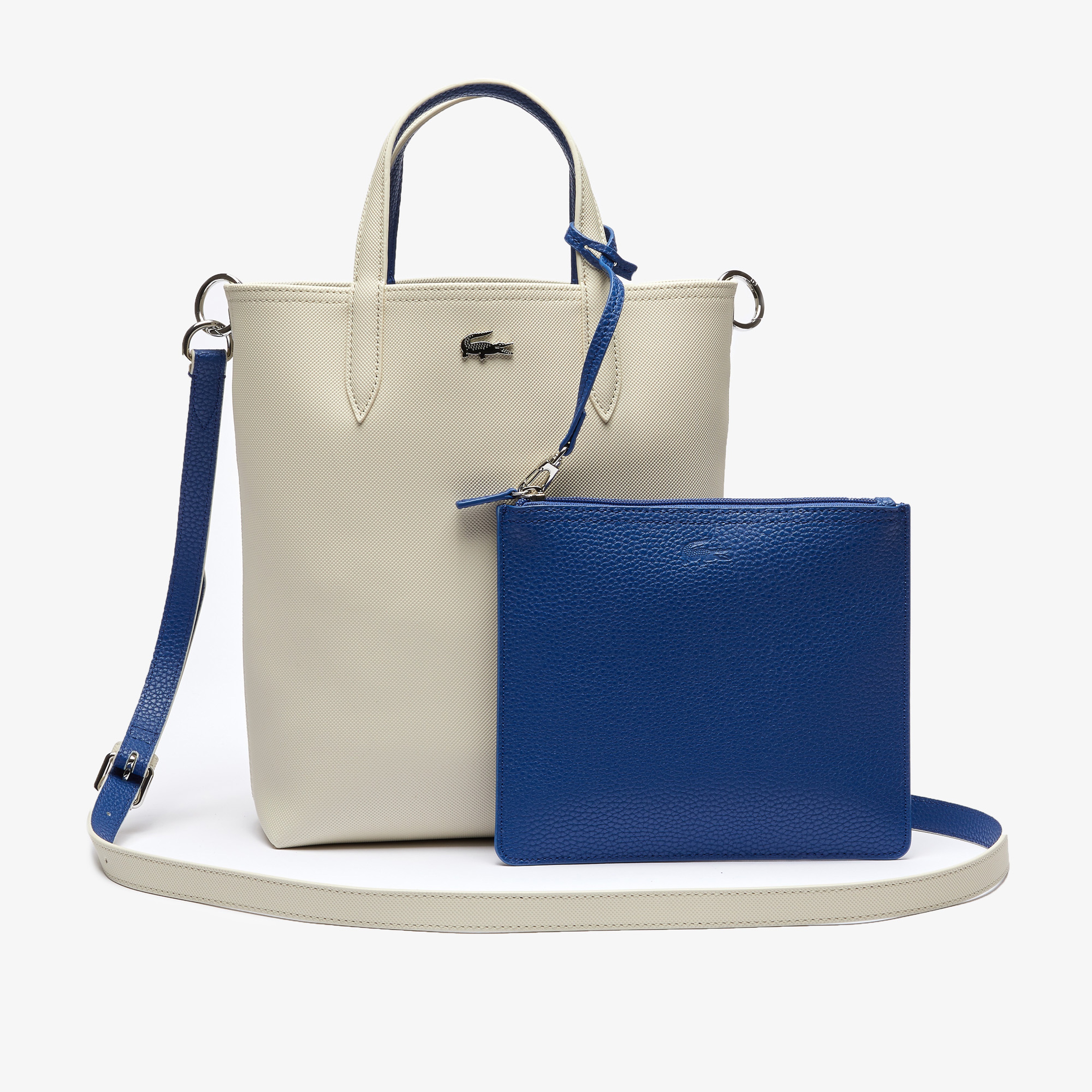 Lacoste Anna Kadın Açık Gri - Lacivert Çapraz Çift Taraflı Çanta