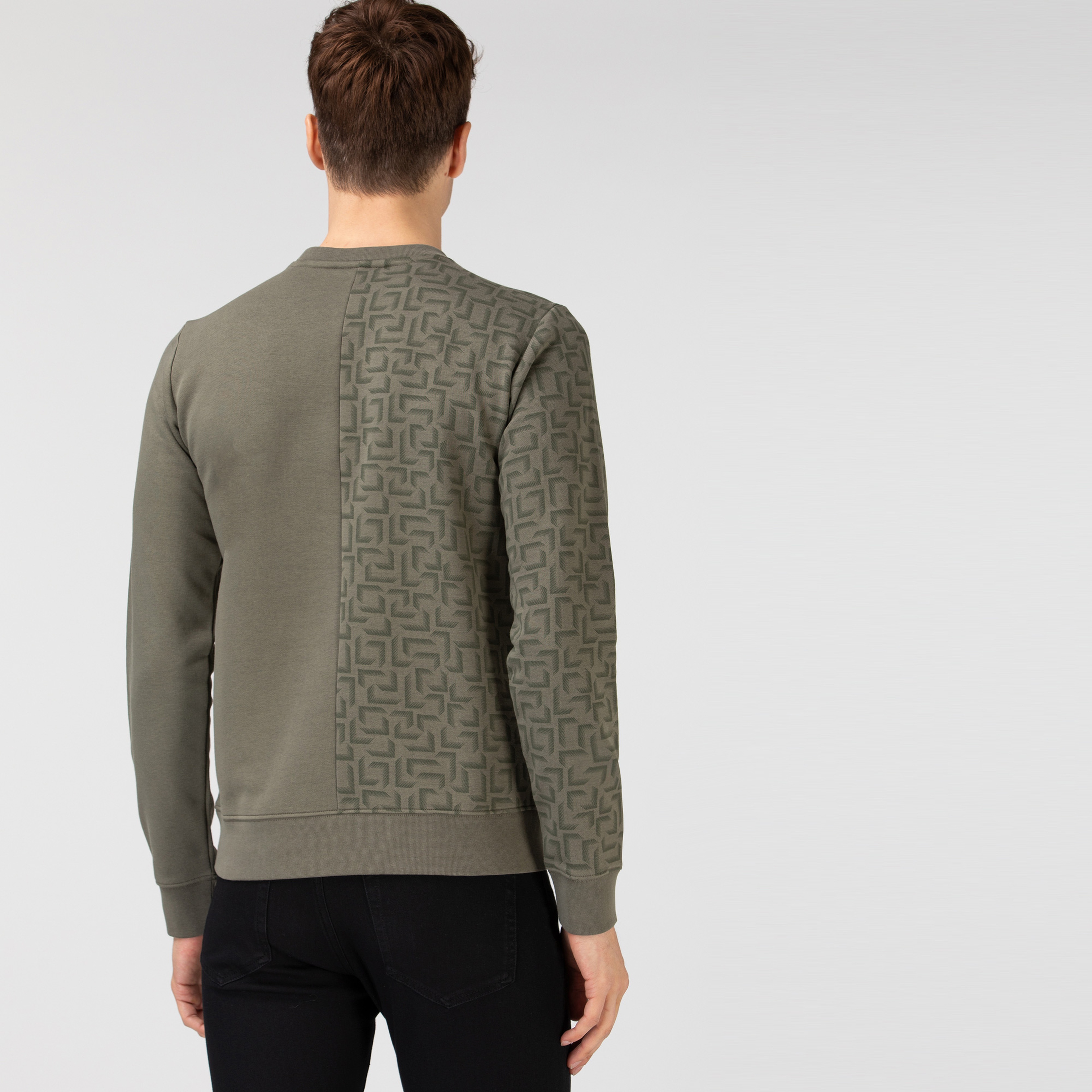 Lacoste Erkek Bisiklet Yaka Desenli Haki Sweatshirt