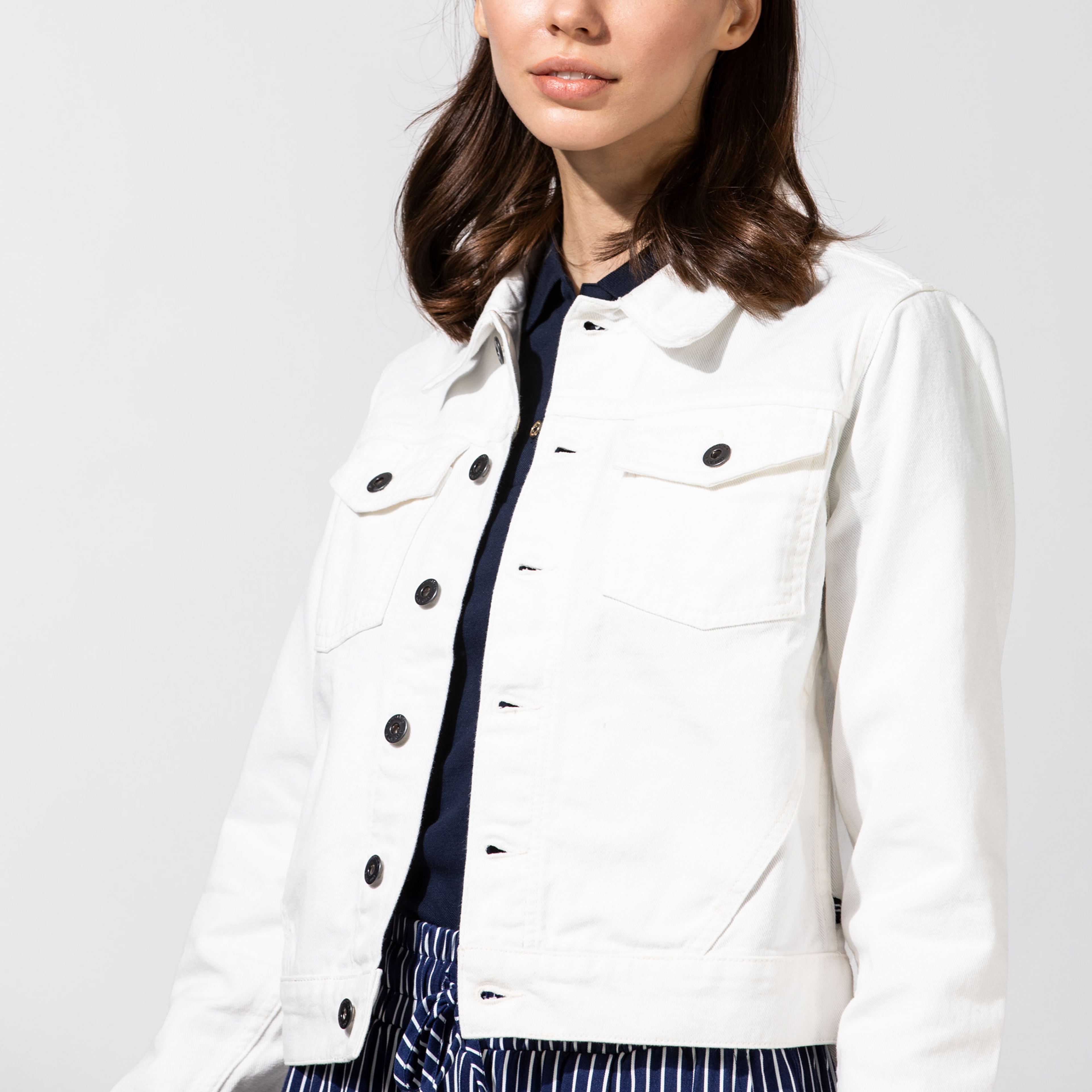 Nautica Kadın Beyaz Denım Klasik Fit Mont