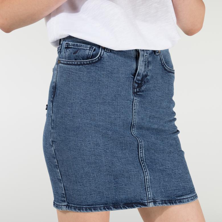 Nautica Kadın Mavi Klasik Fit Etek