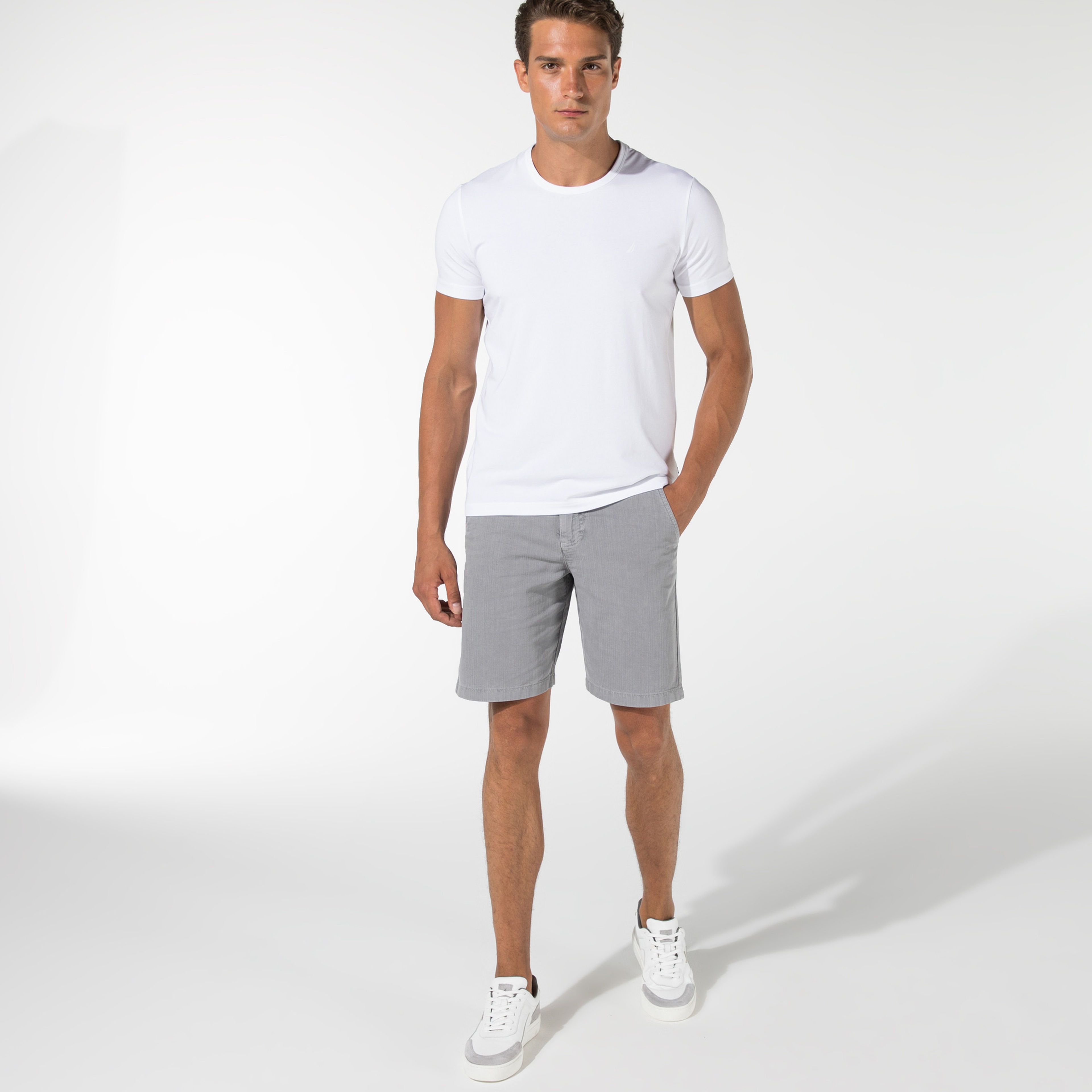 NAUTICA ERKEK GRİ SLIM FIT BERMUDA ŞORT