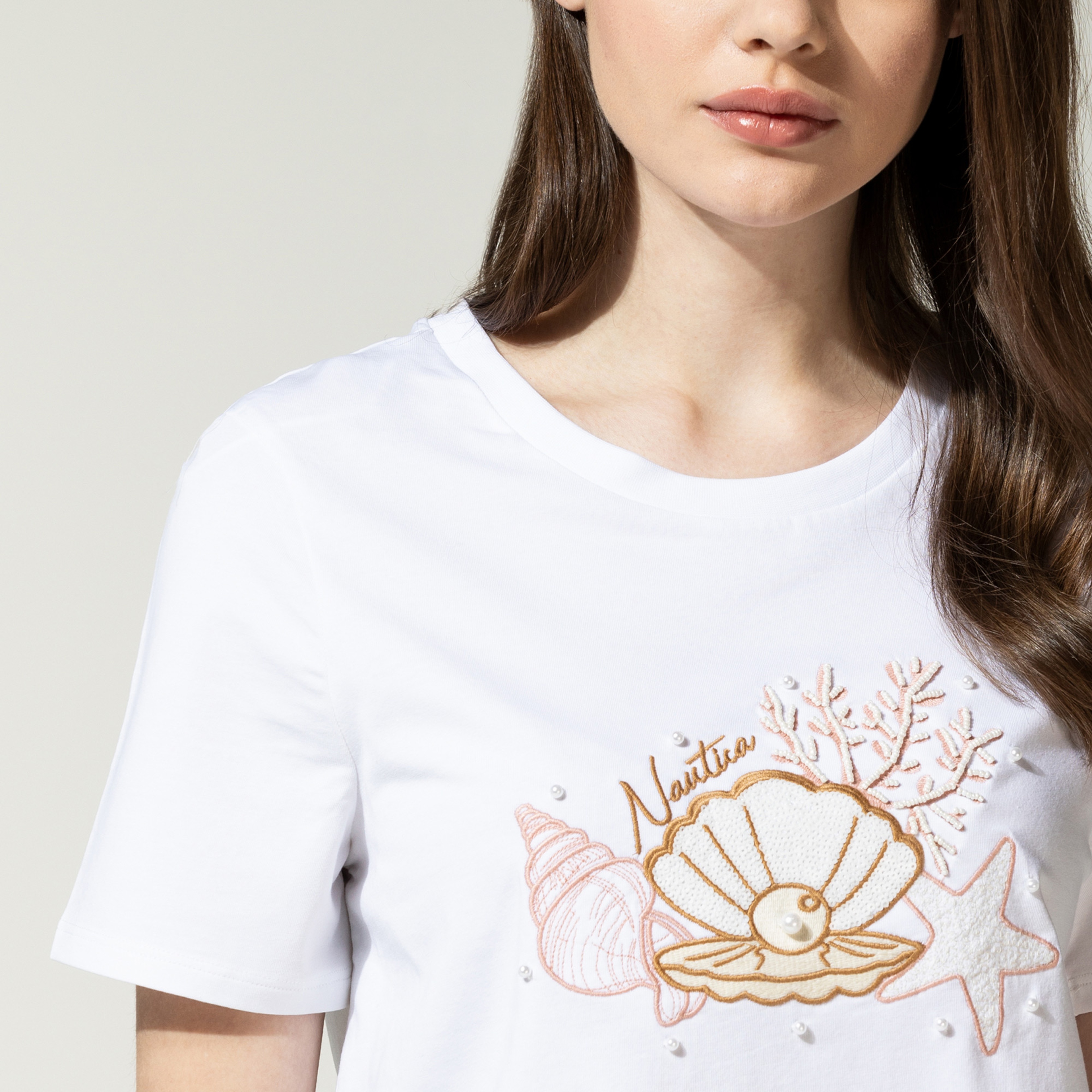 Nautica Kadın Beyaz Baskılı T-shirt