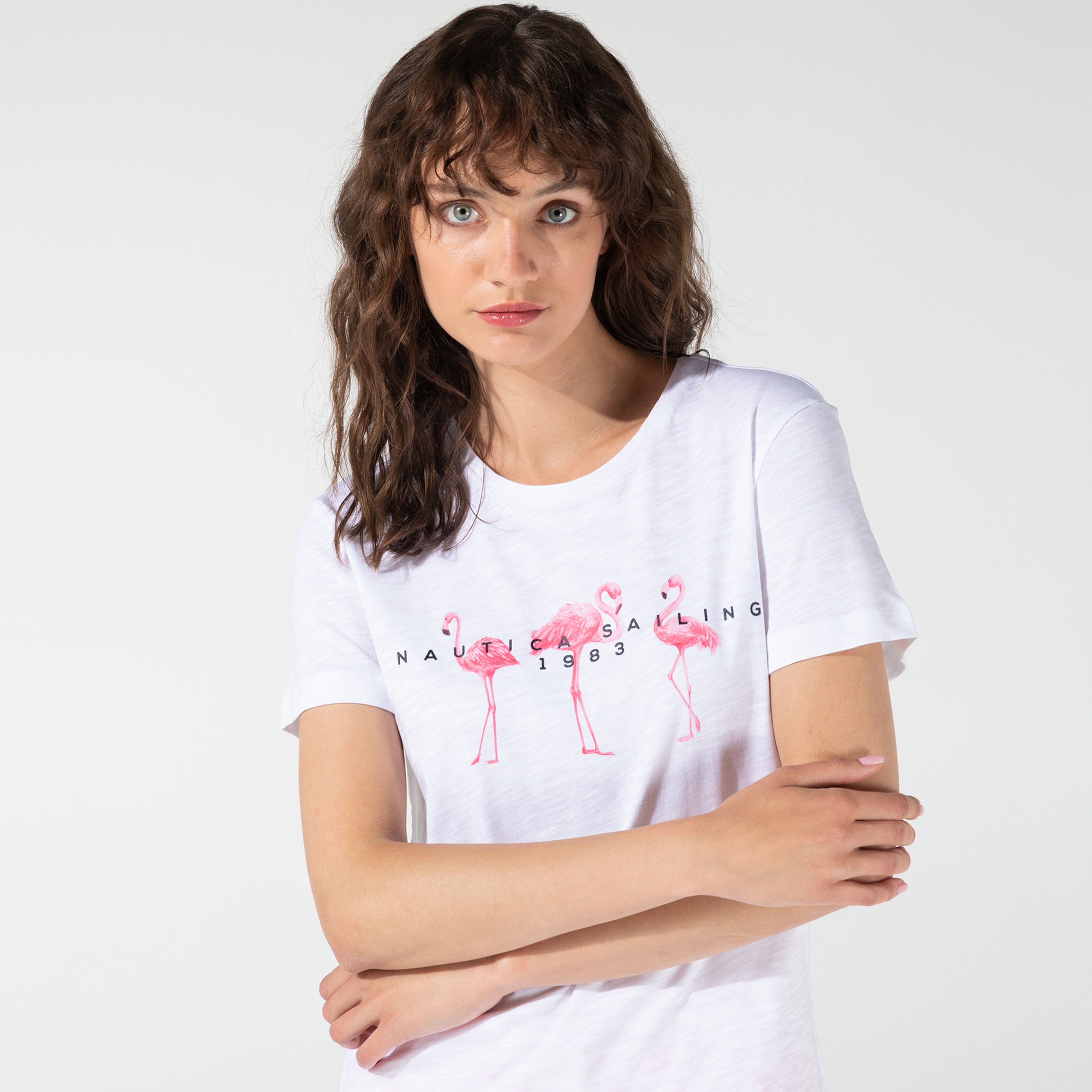 Nautica Kadın Beyaz Baskılı T-shirt