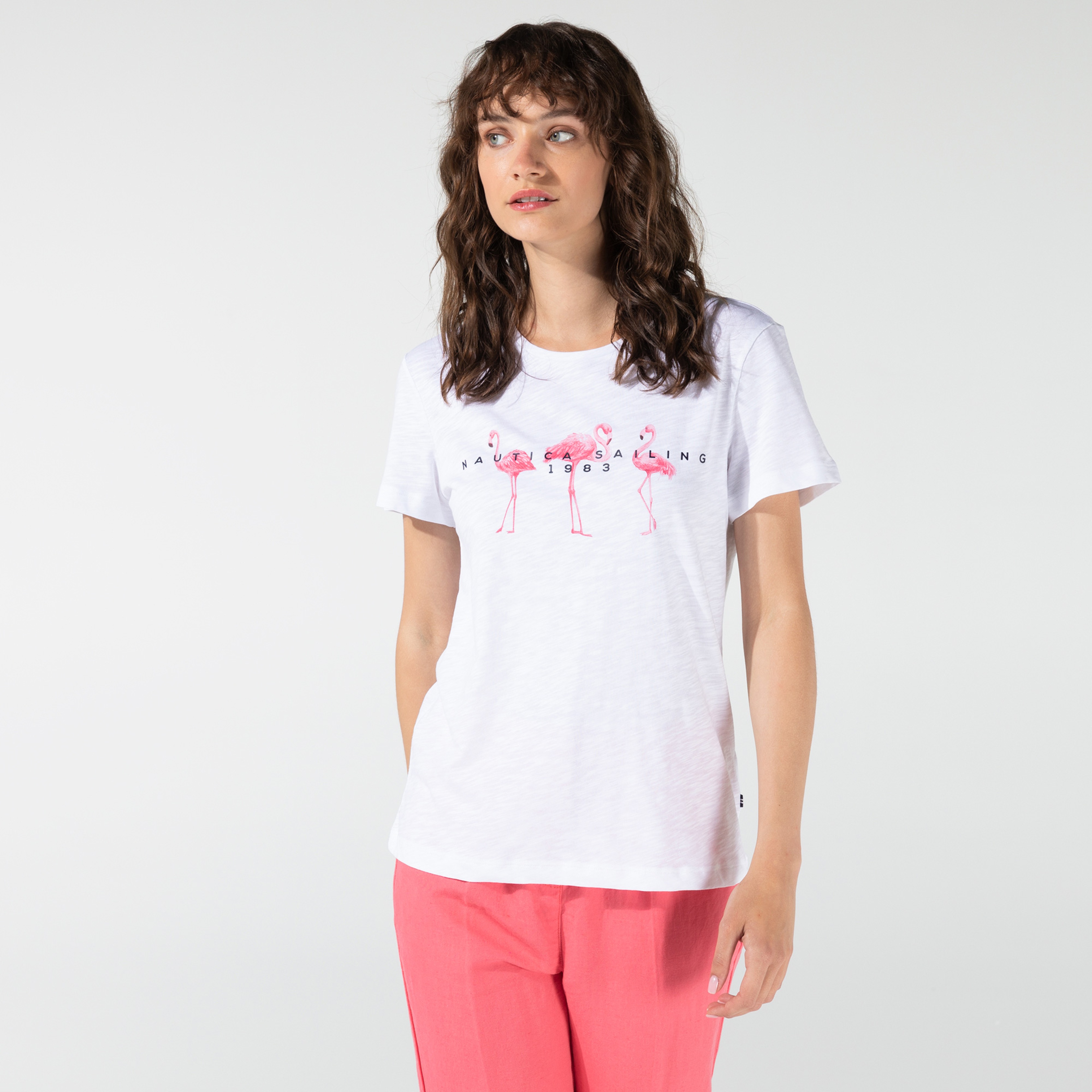 Nautica Kadın Beyaz Baskılı T-shirt