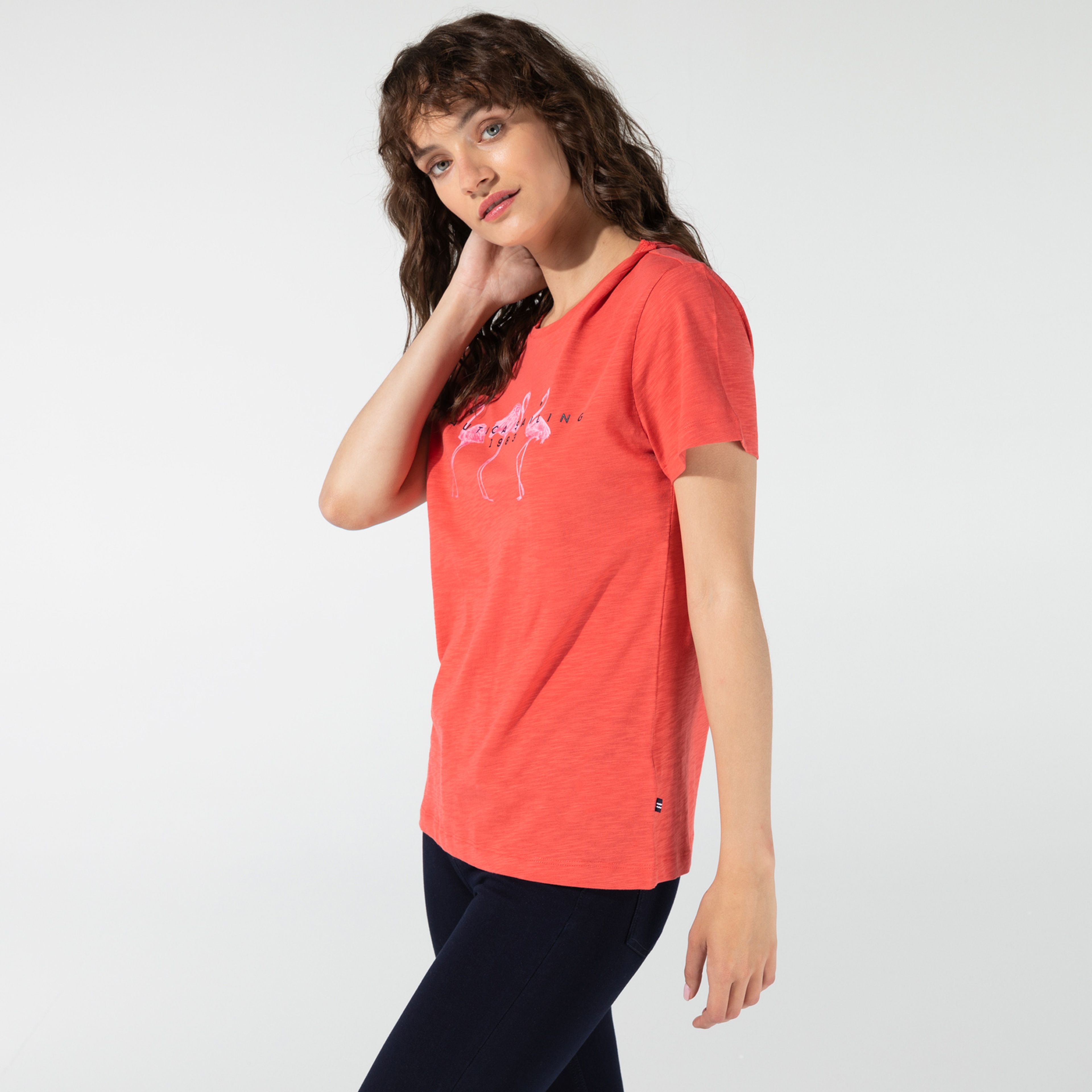 Nautica Kadın Kırmızı Baskılı T-shirt
