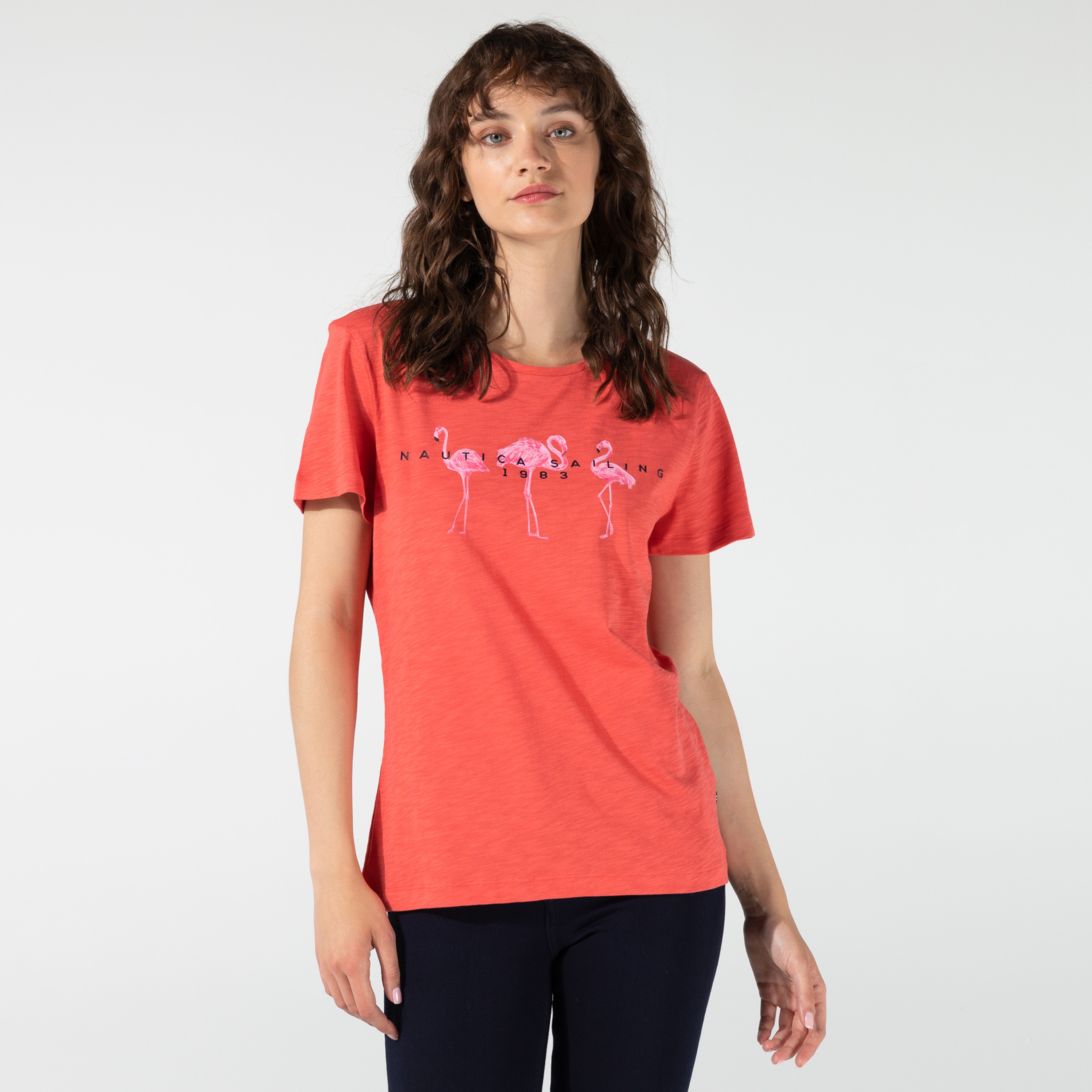 Nautica Kadın Kırmızı Baskılı T-shirt