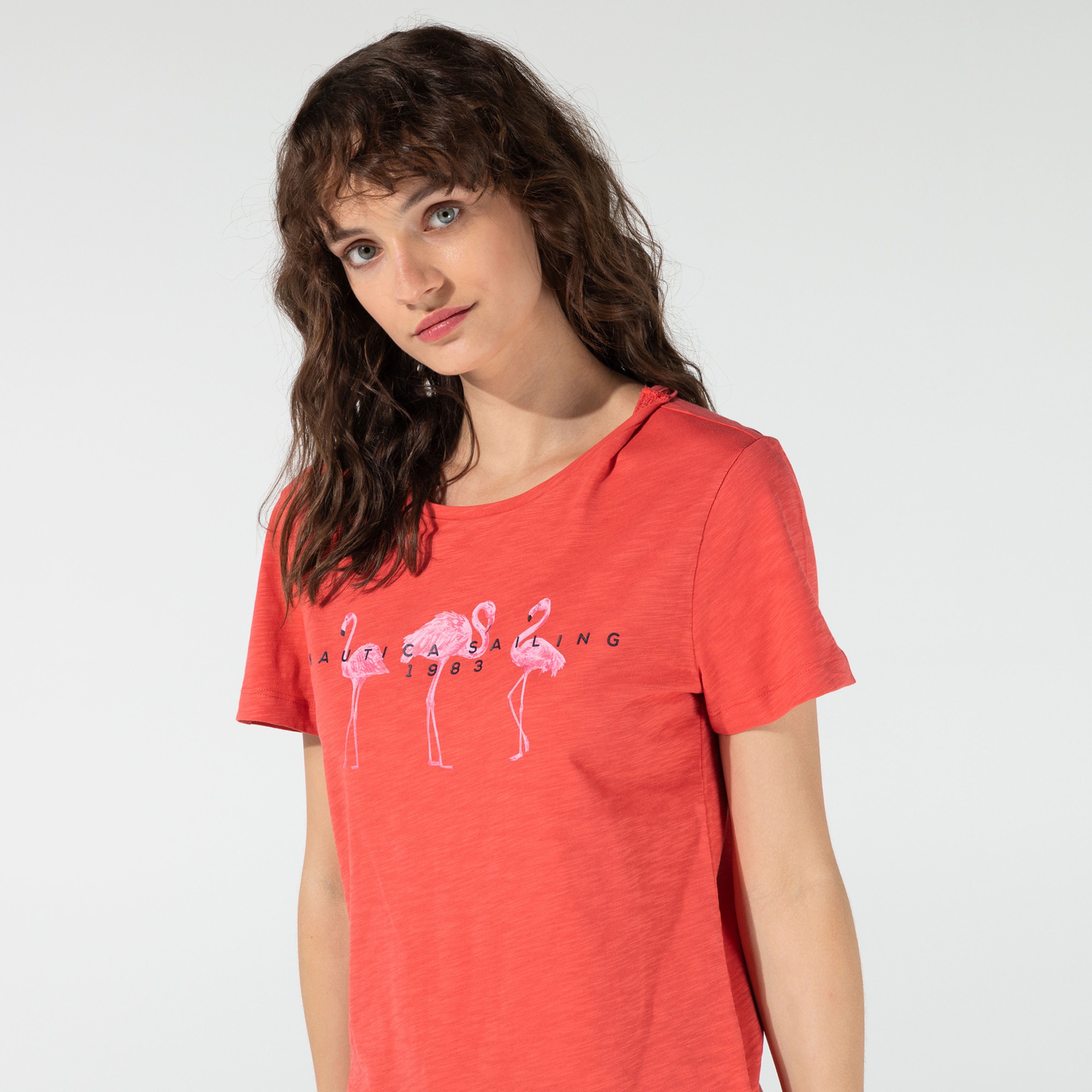 Nautica Kadın Kırmızı Baskılı T-shirt